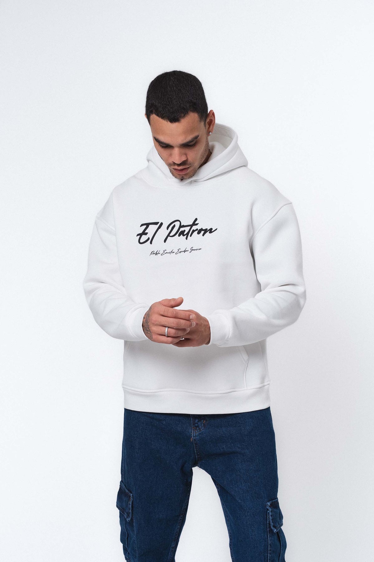 El Patron Beyaz Oversize Hoodie