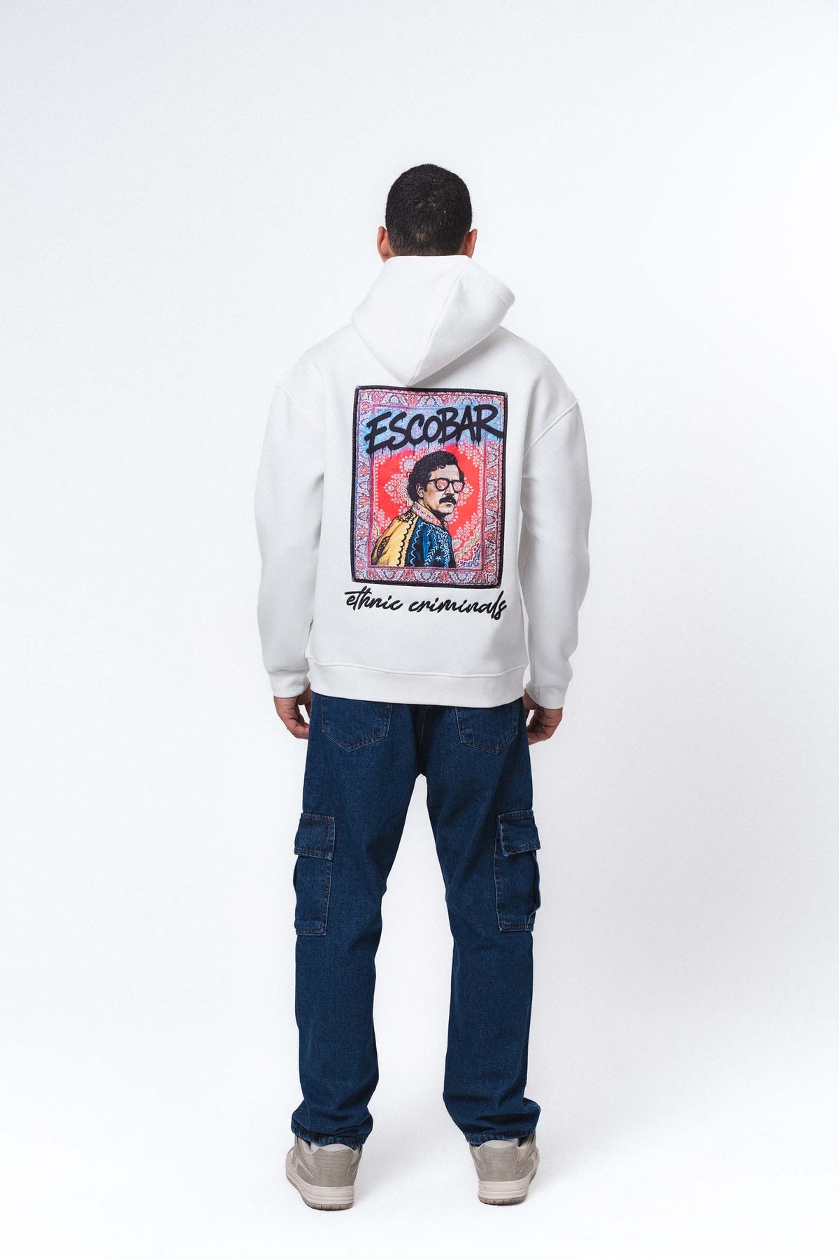Etnik Tasarım Pablo Escobar Beyaz Oversize Hoodie