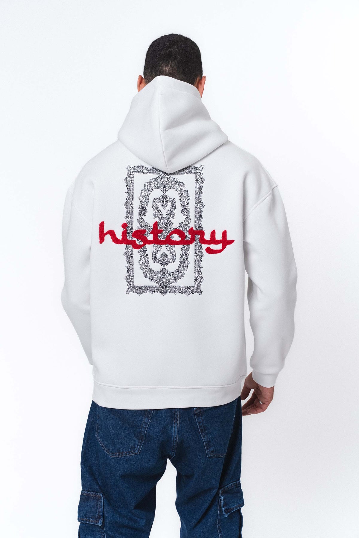 Etnik Tasarım History Future Carpet Beyaz Oversize Hoodie