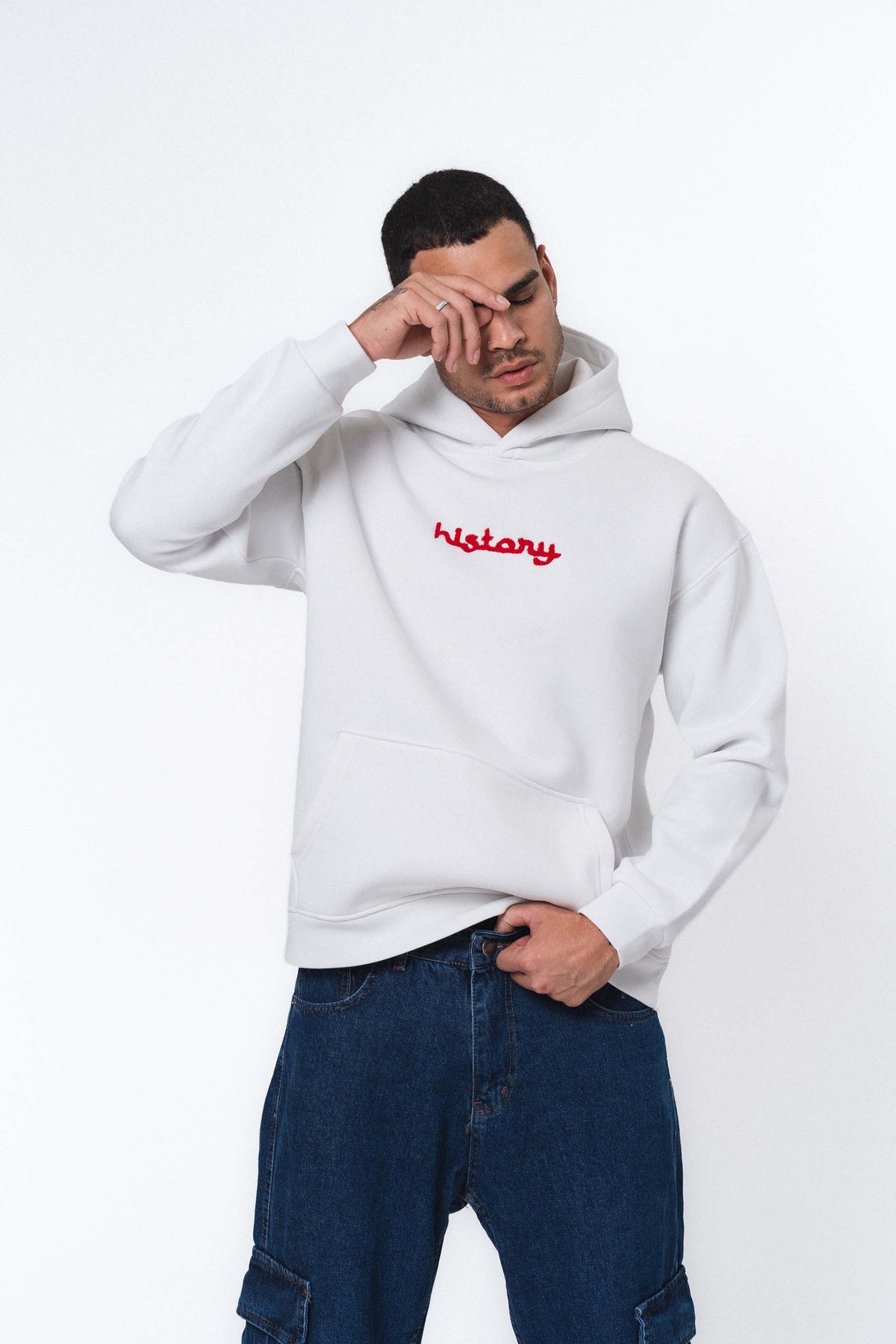 Etnik Tasarım History Future Carpet Beyaz Oversize Hoodie