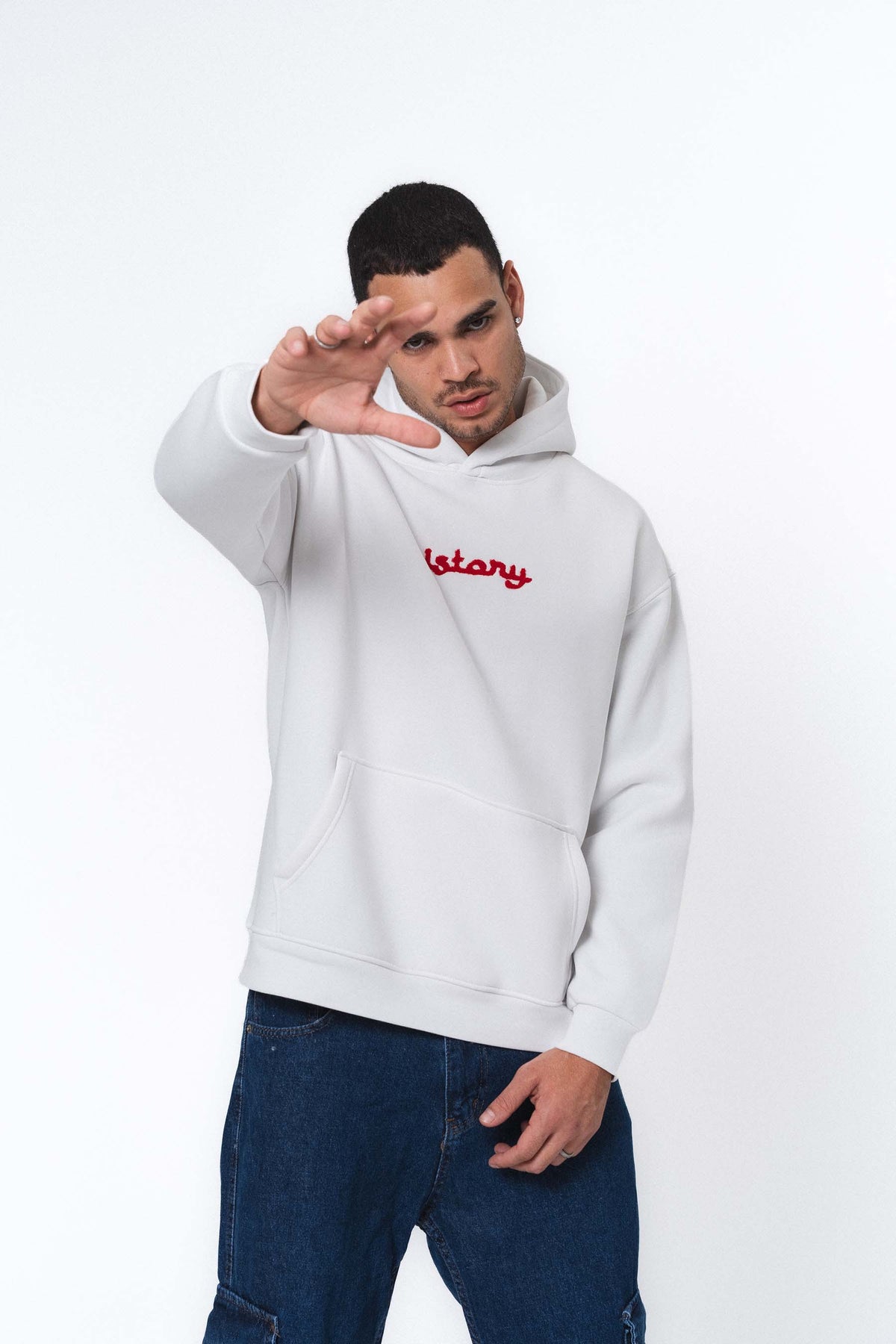 Etnik Tasarım History Future Carpet Beyaz Oversize Hoodie