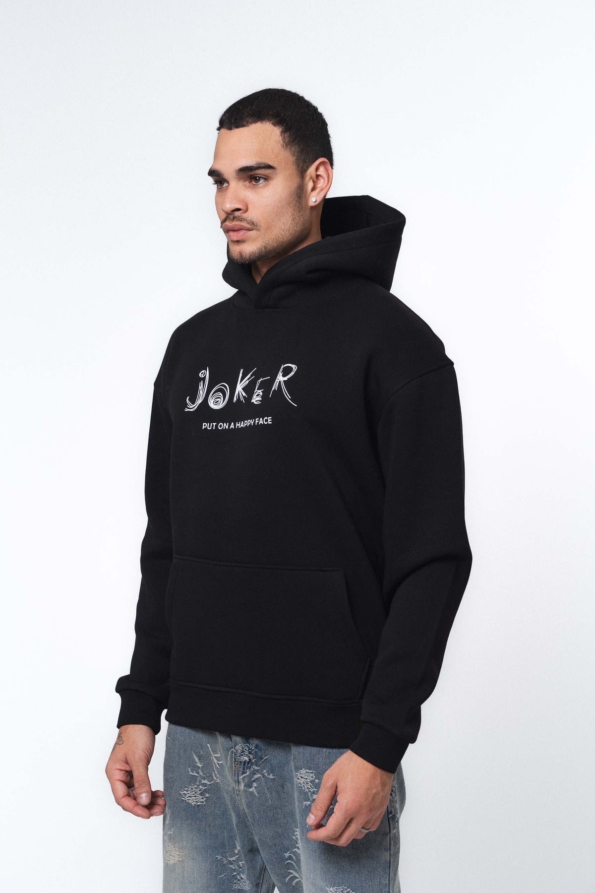 Joker Put On Happy Face Siyah Oversize Hoodie
