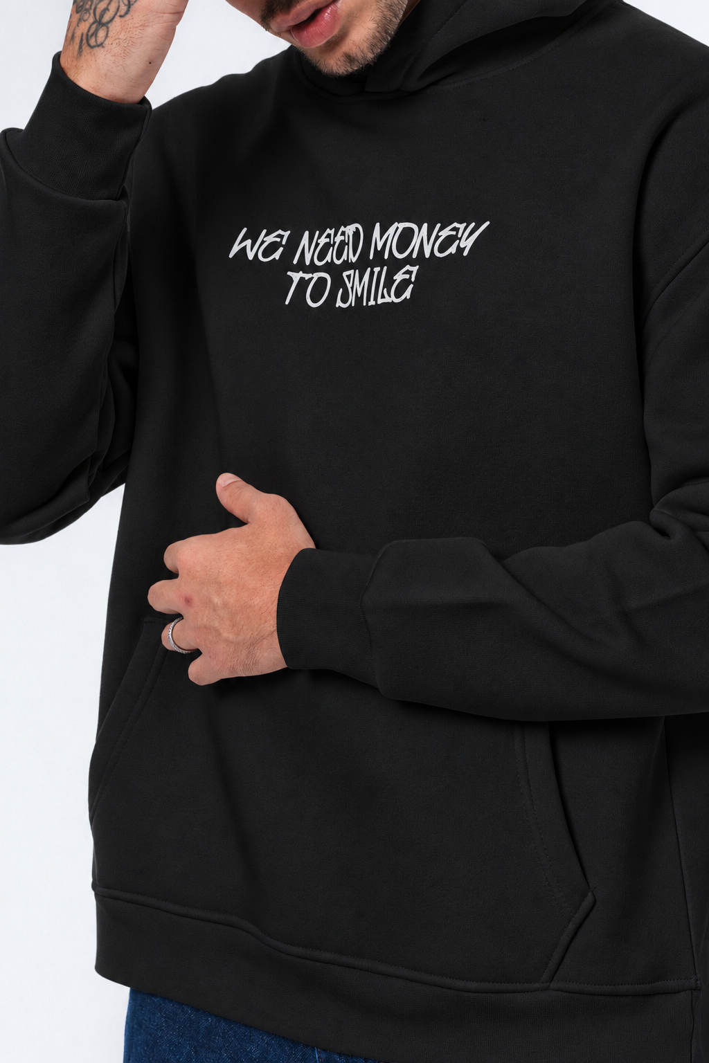 Need Money To Smile - Joker Siyah Oversize Hoodie