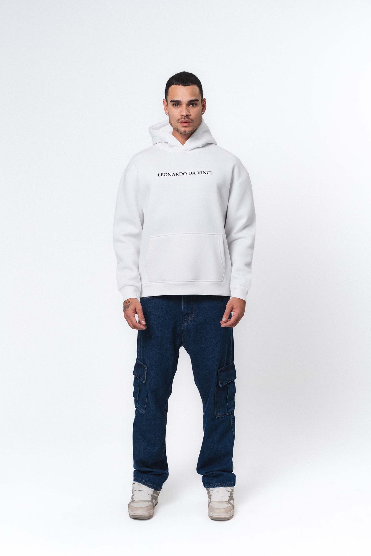 Leonardo Da Vinci Beyaz Oversize Hoodie