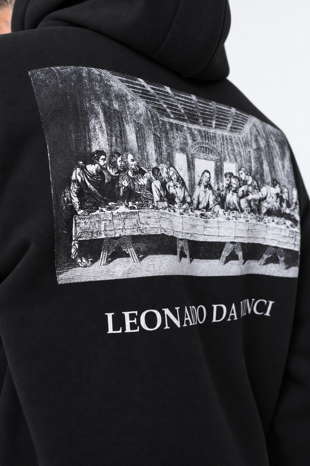 Leonardo Da Vinci Siyah Oversize Hoodie