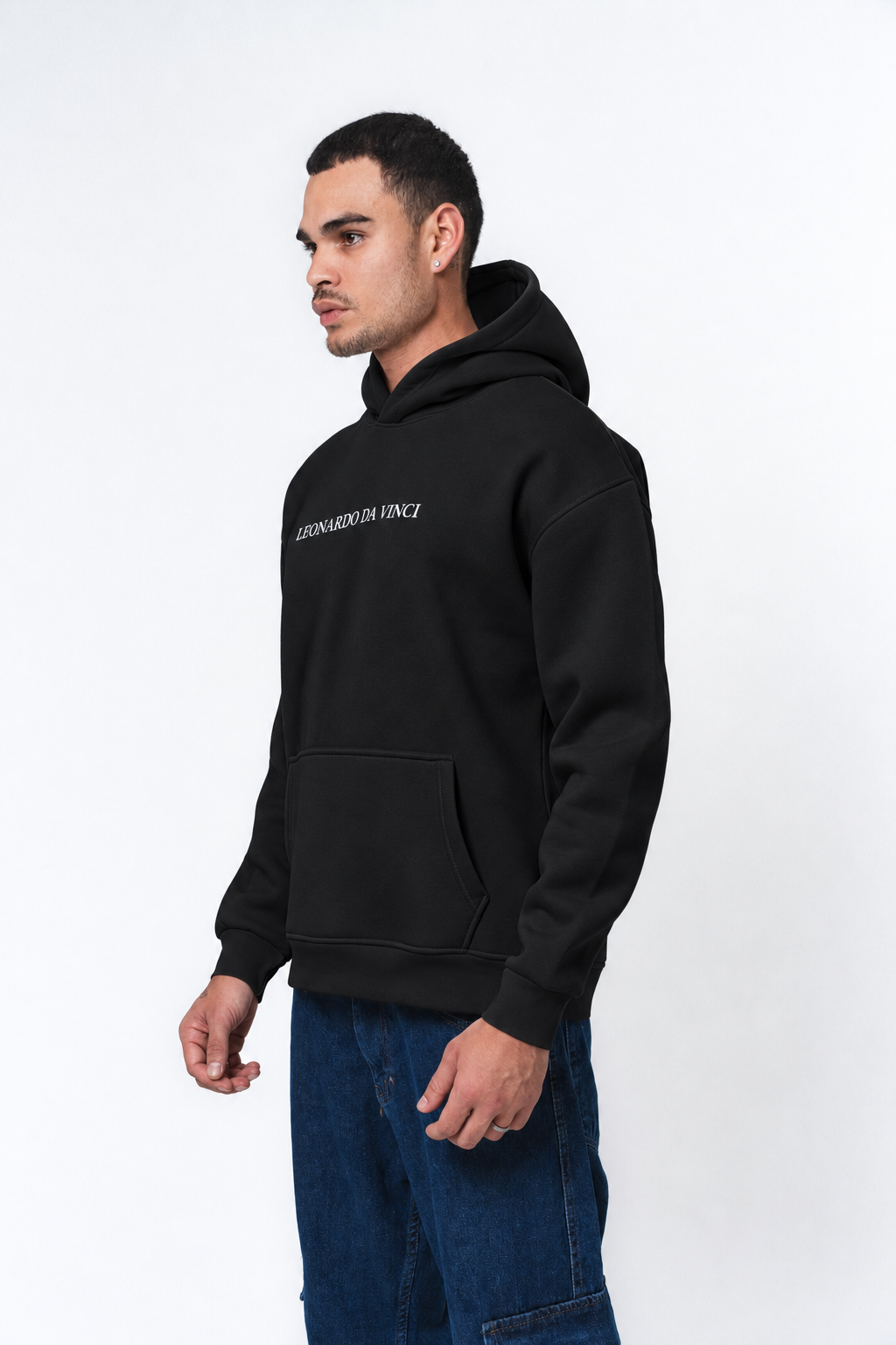 Leonardo Da Vinci Siyah Oversize Hoodie