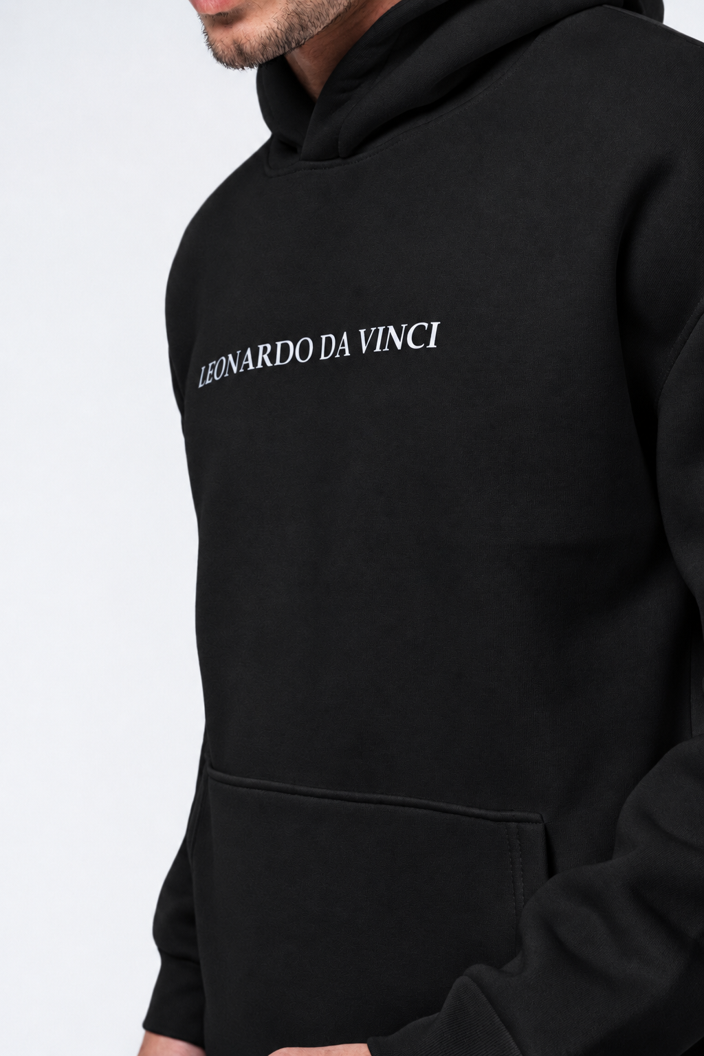 Leonardo Da Vinci Siyah Oversize Hoodie