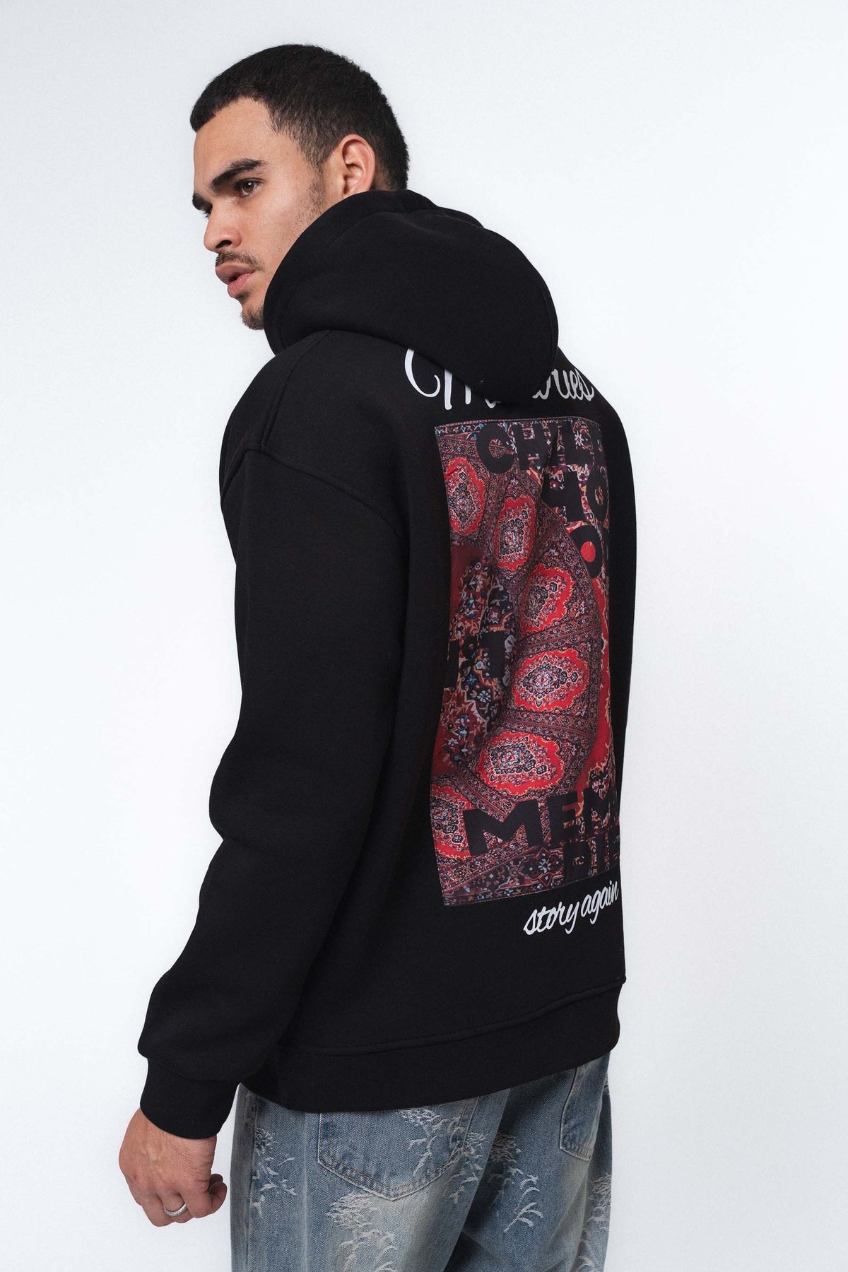 Etnik Tasarım Memories Siyah Oversize Hoodie