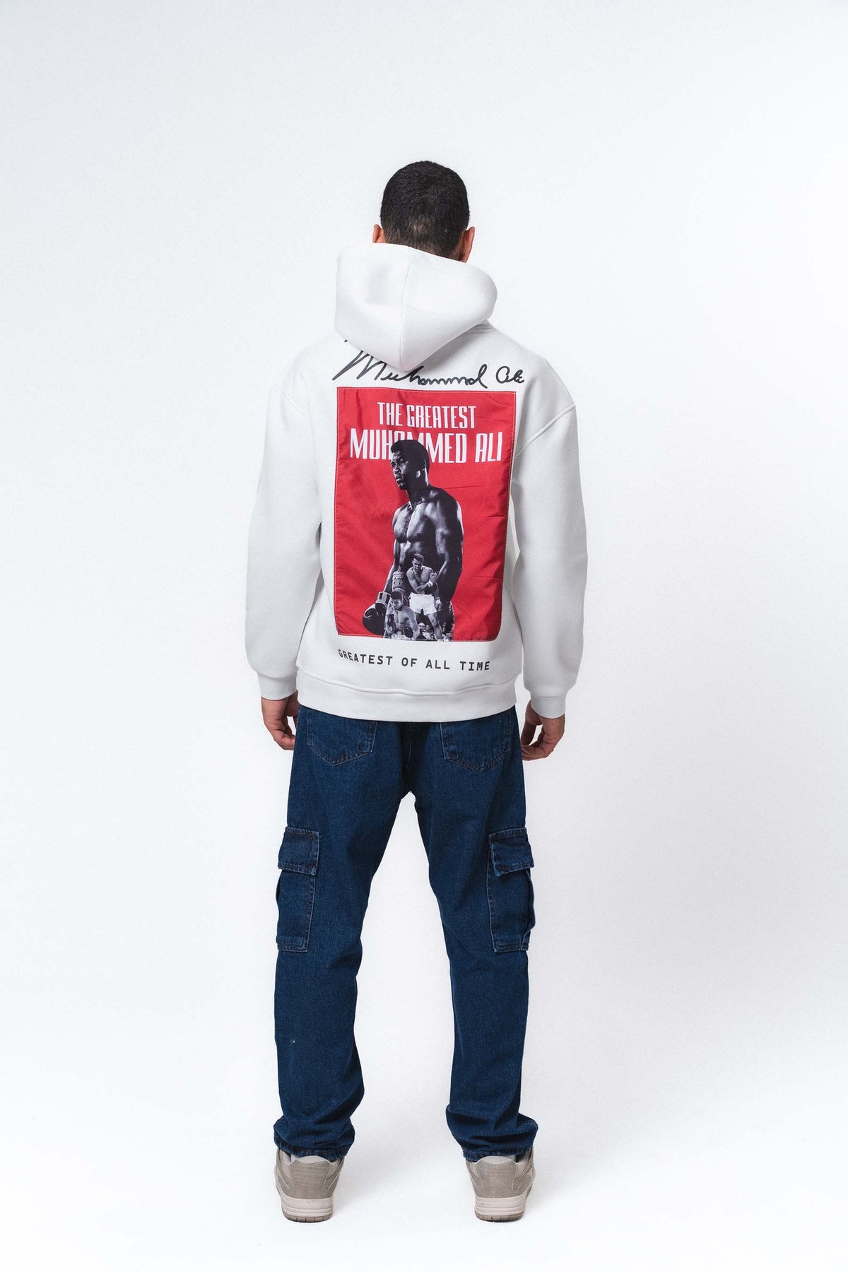 Muhammed Ali Beyaz Oversize Hoodie