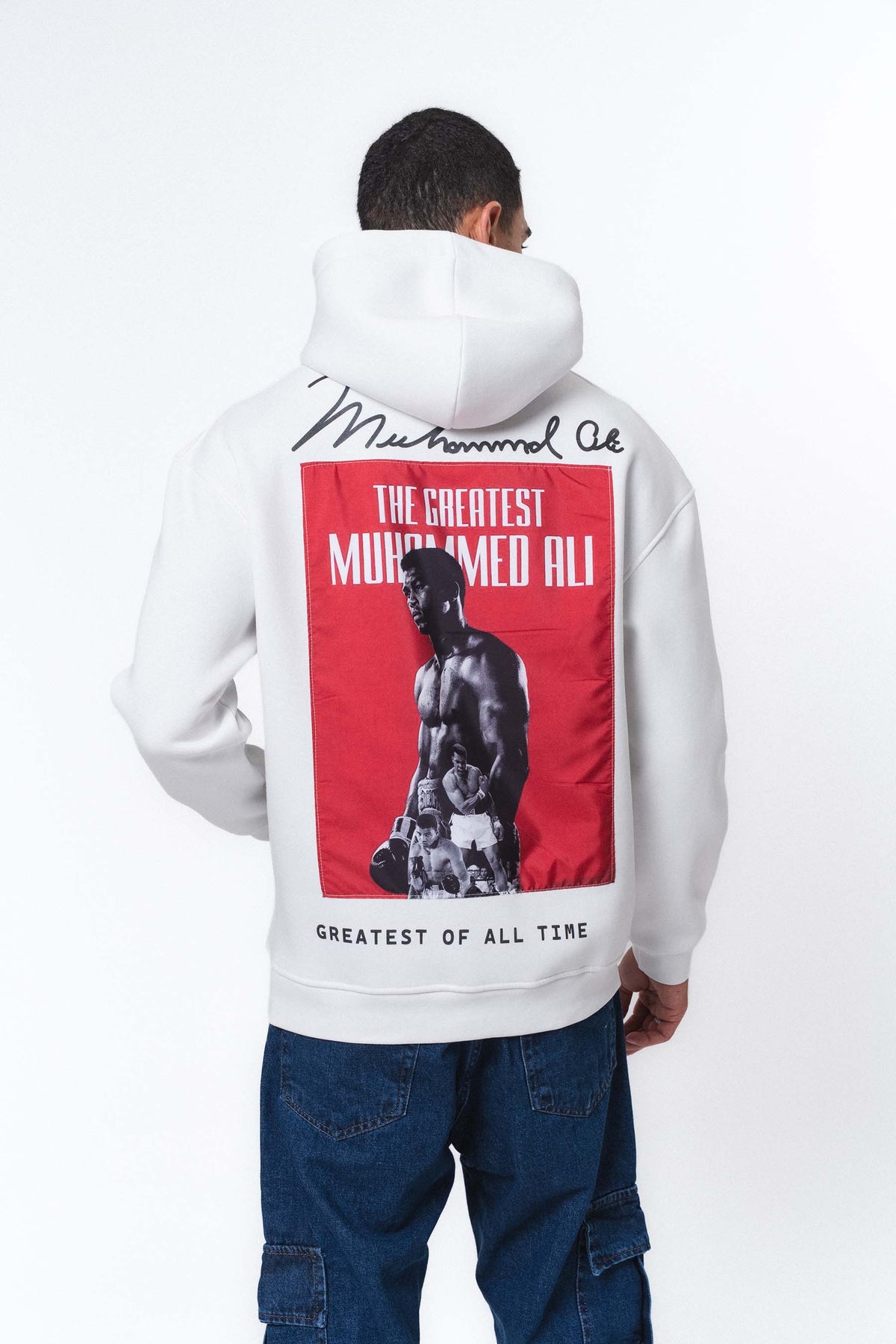 Muhammed Ali Beyaz Oversize Hoodie