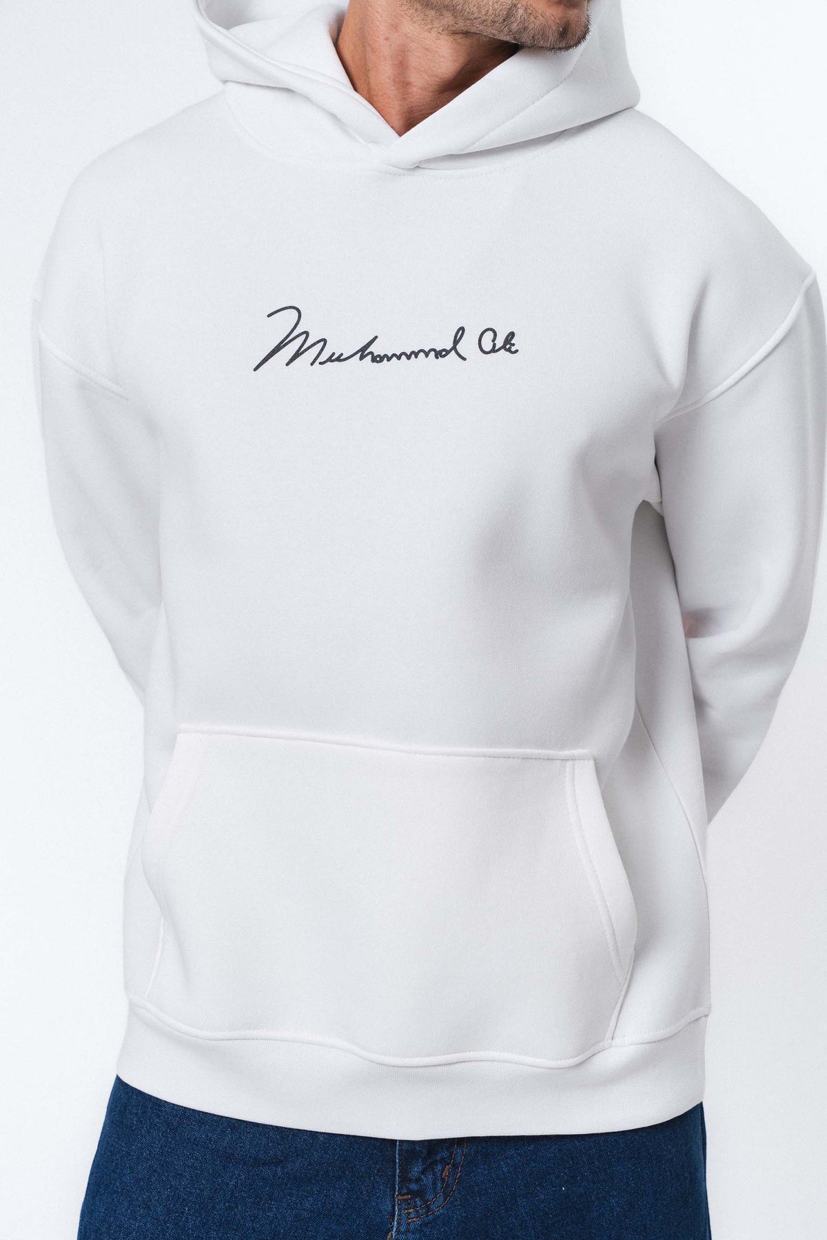 Muhammed Ali Beyaz Oversize Hoodie