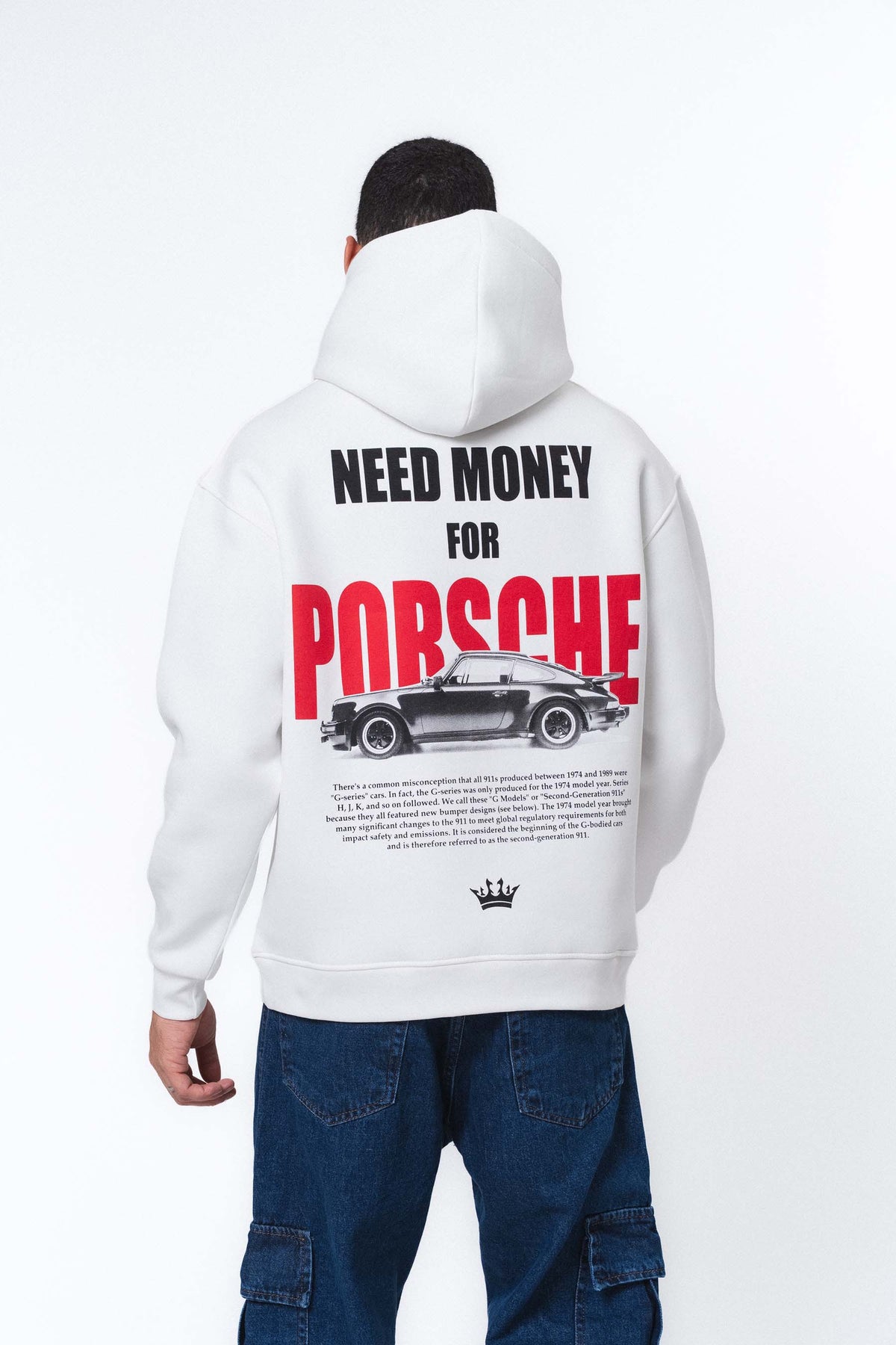 Need Money For Porsche Beyaz Oversize Hoodie