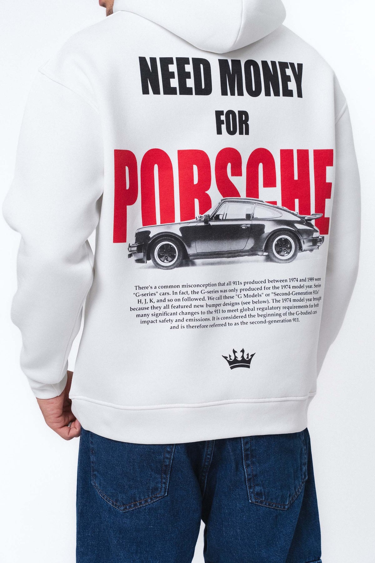 Need Money For Porsche Beyaz Oversize Hoodie