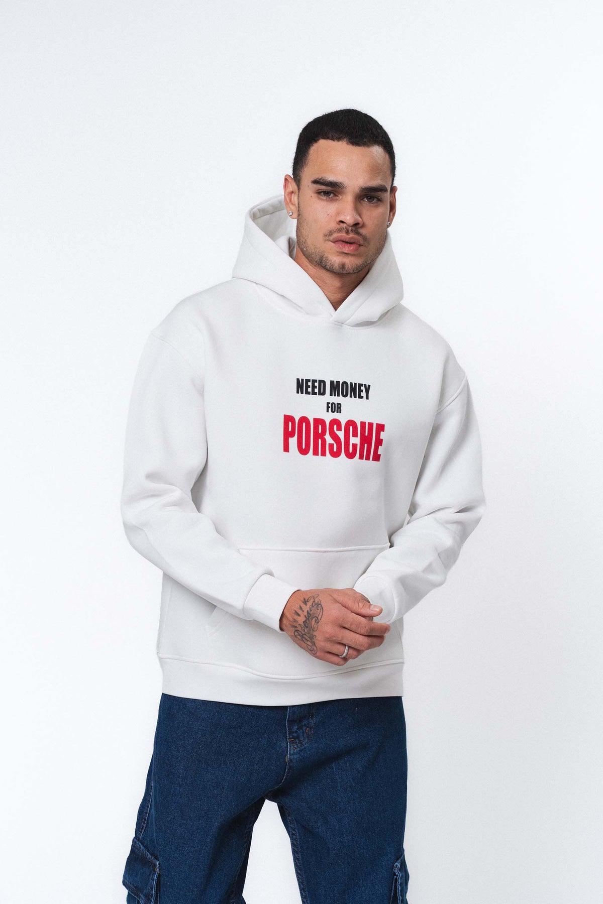 Need Money For Porsche Beyaz Oversize Hoodie