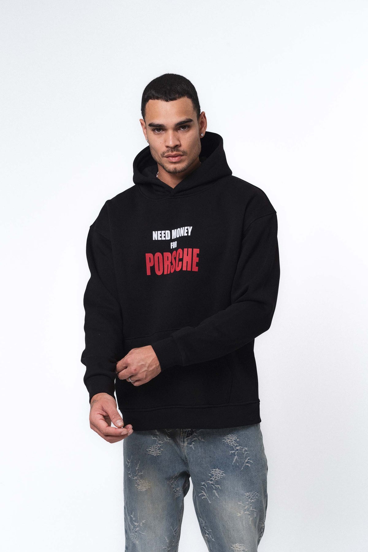 Need Money For Porsche Siyah Oversize Hoodie