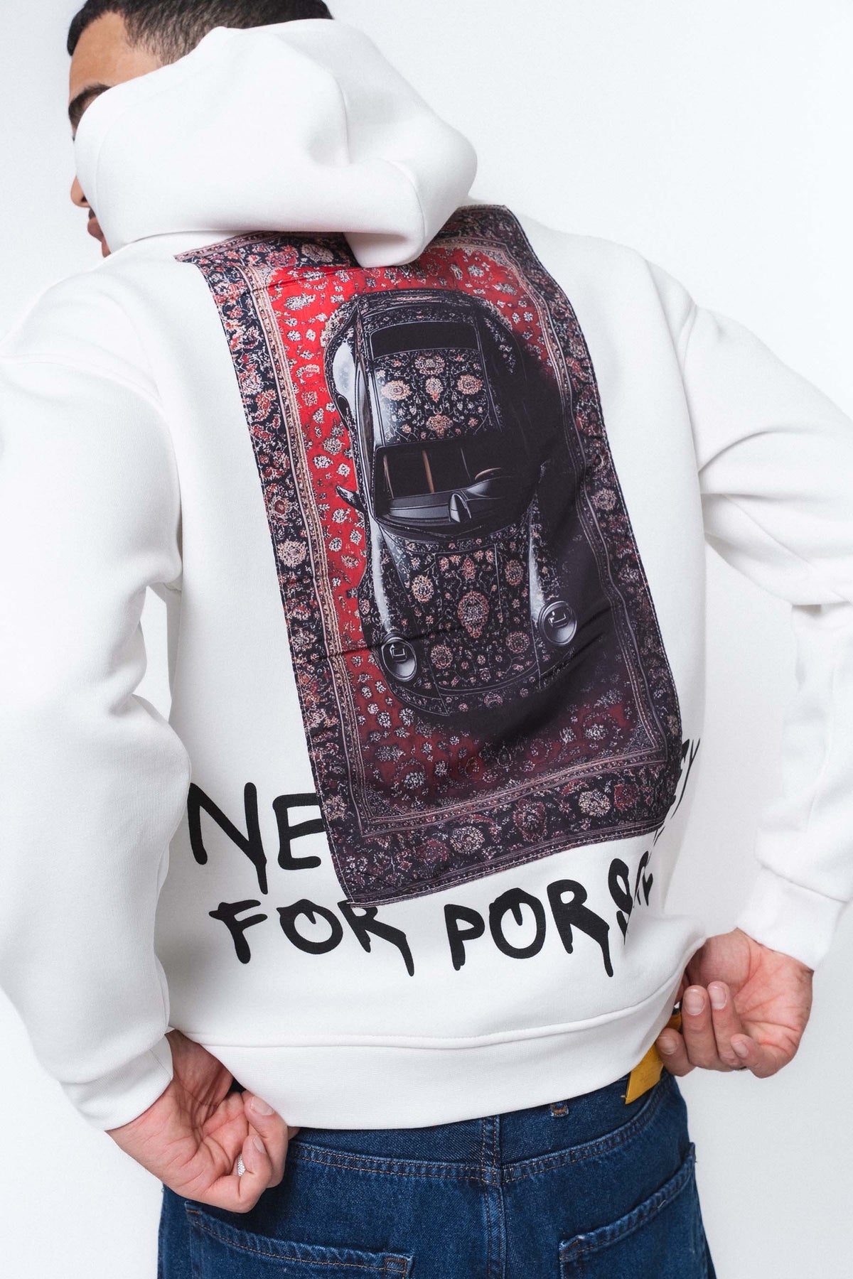 Need Money For Porsche 2 Beyaz Oversize Hoodie