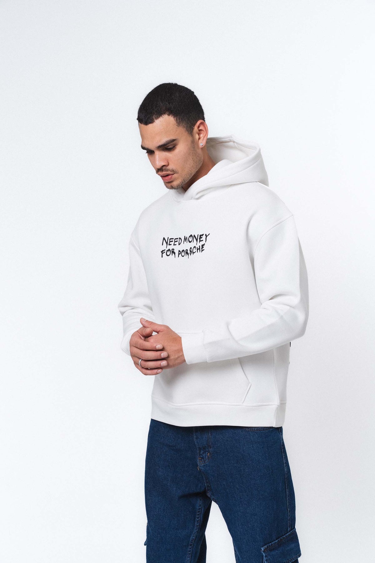 Need Money For Porsche 2 Beyaz Oversize Hoodie