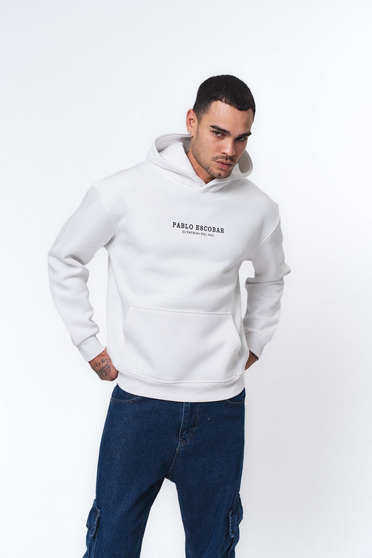 Pablo Escobar Beyaz Oversize Hoodie
