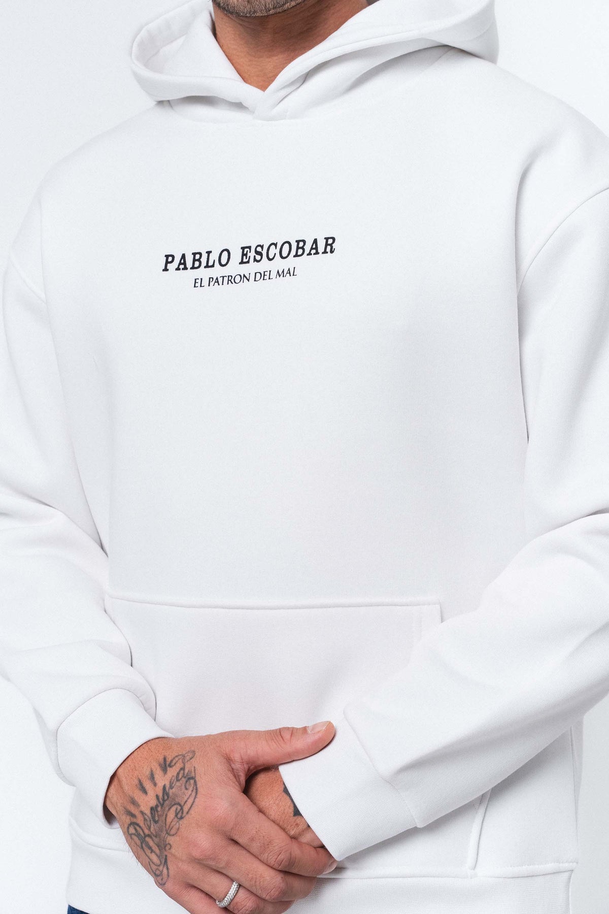 Pablo Escobar Beyaz Oversize Hoodie