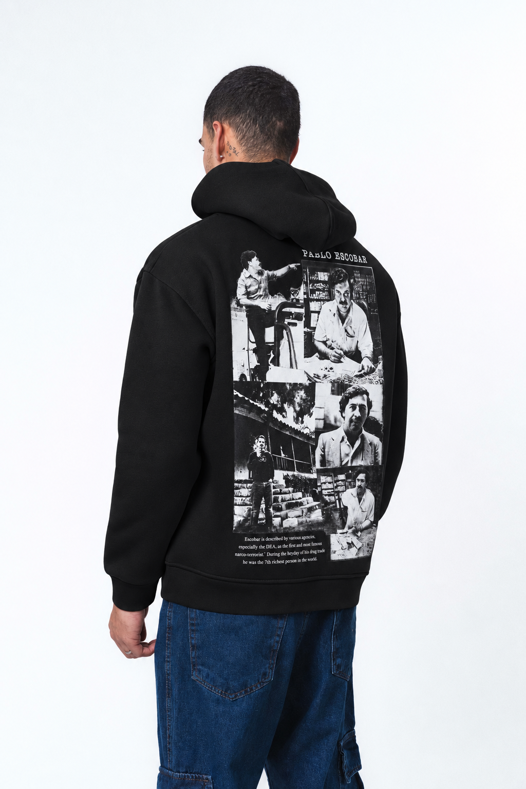 Pablo Escobar Siyah Oversize Hoodie