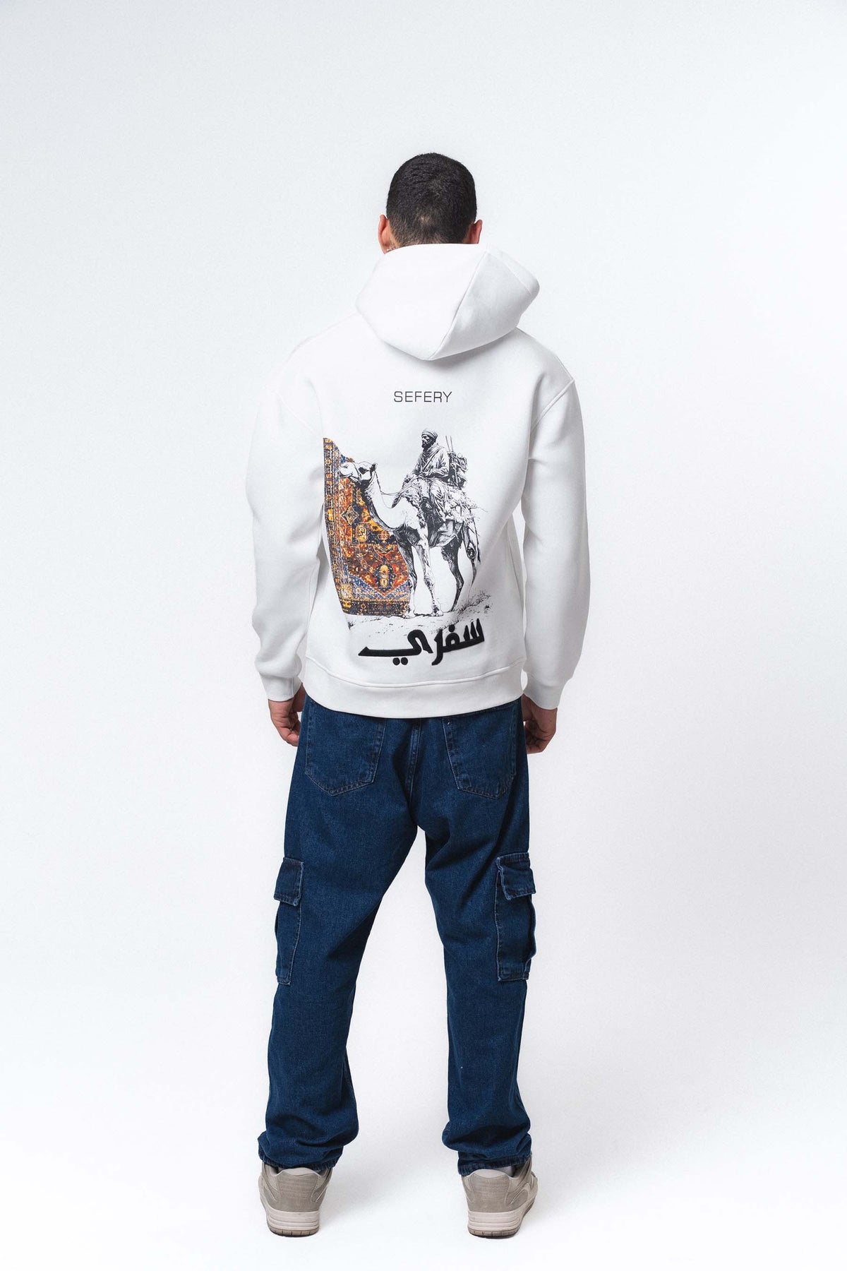 Etnik Tasarım Sefery Beyaz Oversize Hoodie