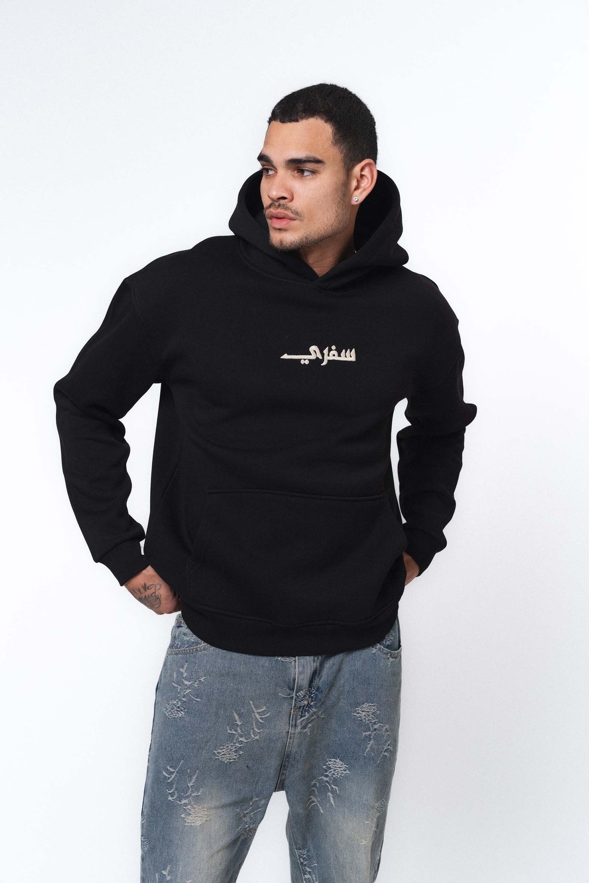 Etnik Tasarım Sefery Siyah Oversize Hoodie