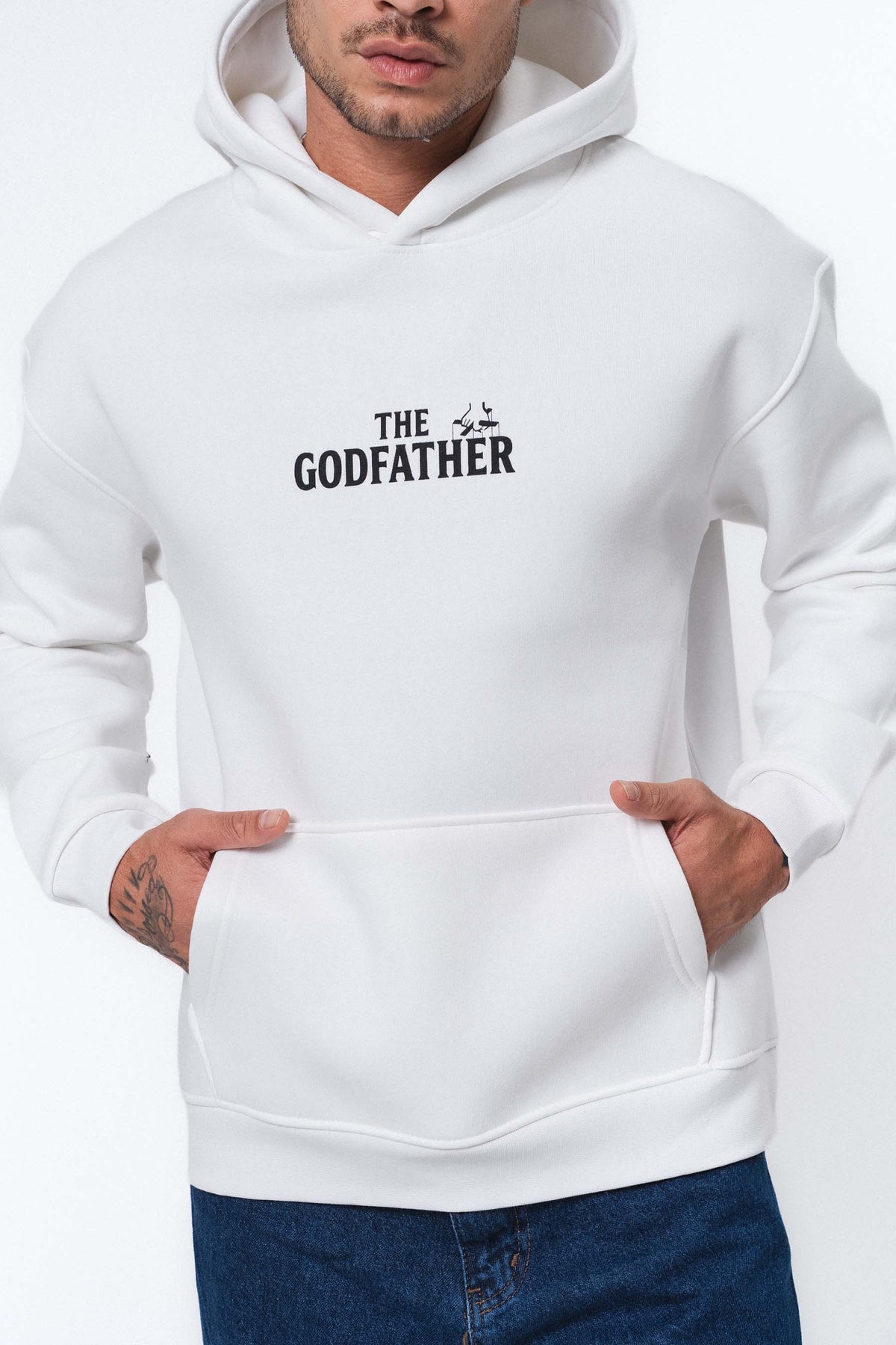 The Godfather Don Corleone Beyaz Oversize Hoodie