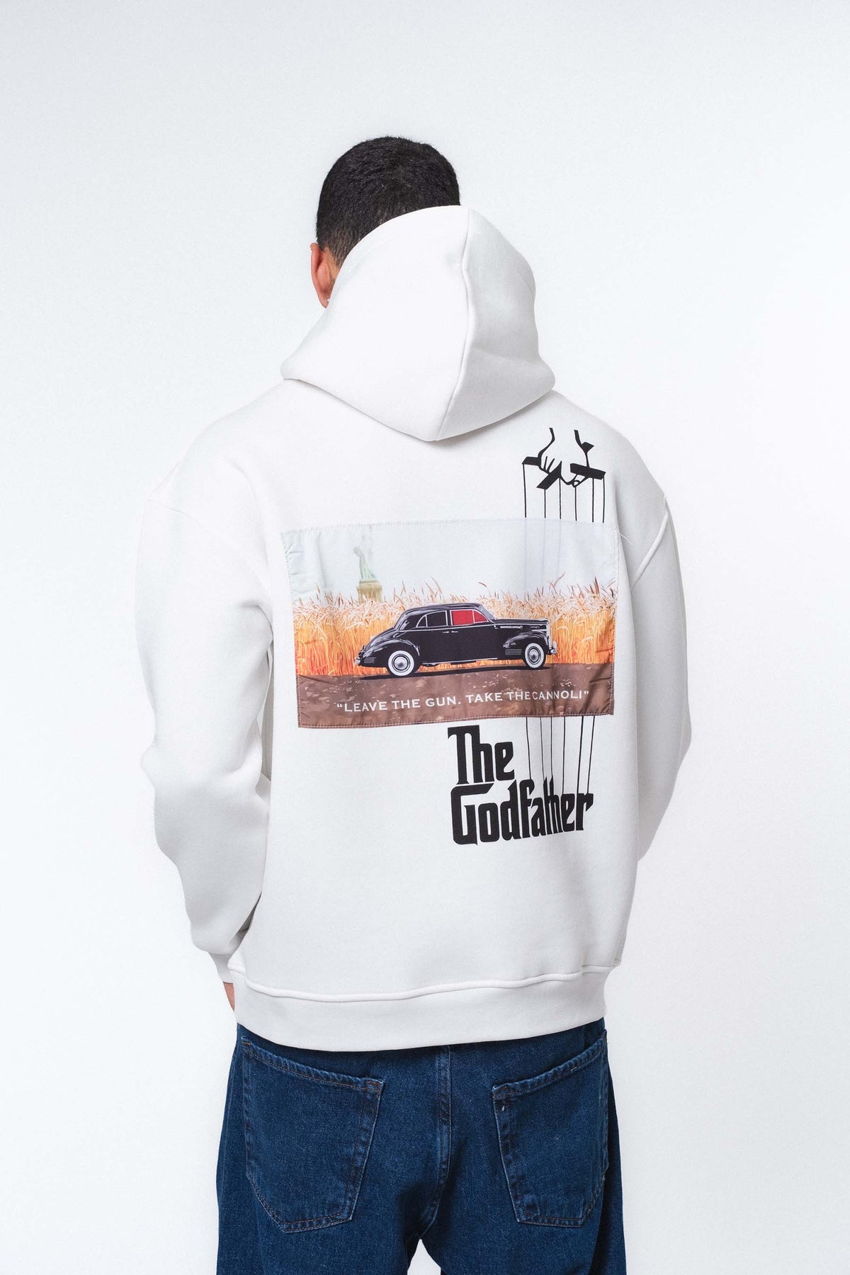 The Godfather Classic Car Beyaz Oversize Hoodie