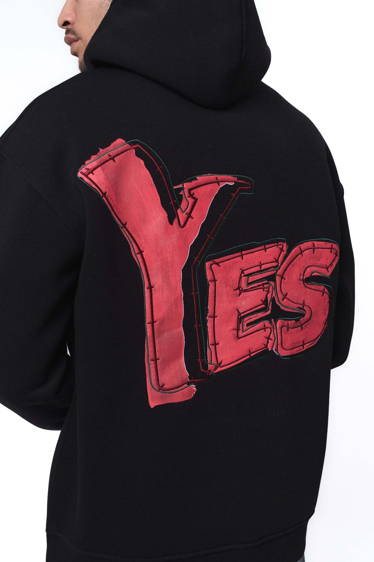 Yes Siyah Oversize Hoodie