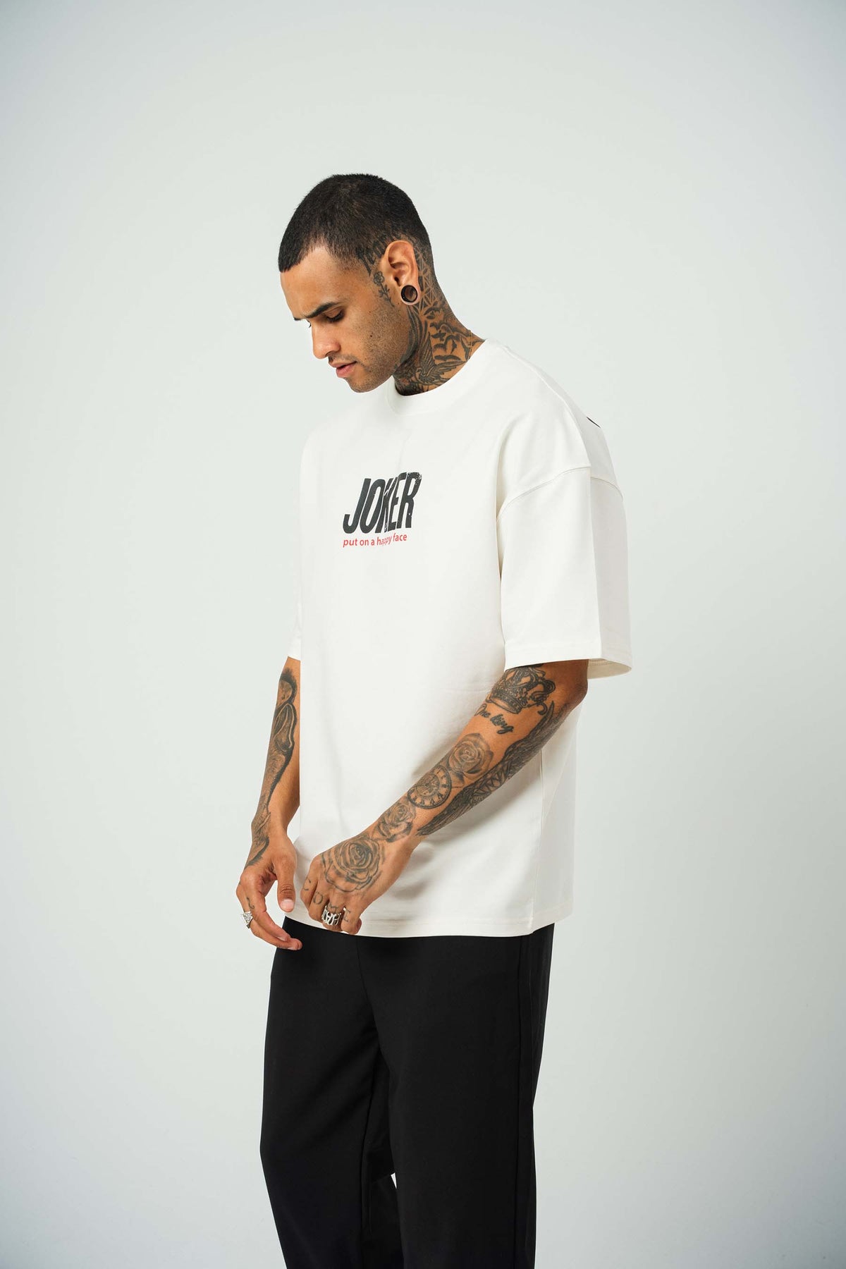 Joker 2 Baskılı Beyaz Oversize T-Shirt