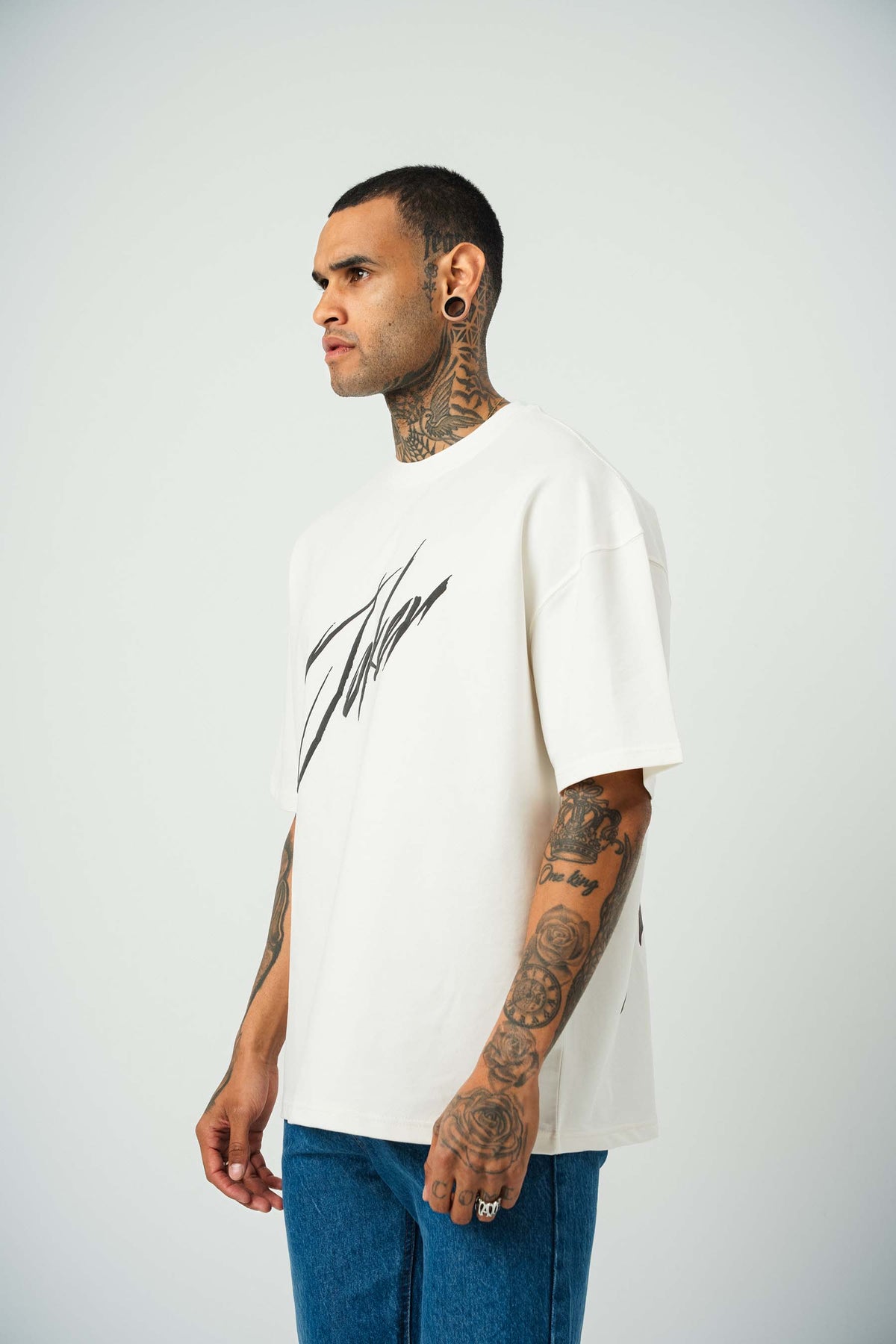 Joker Baskılı Beyaz Oversize T-Shirt