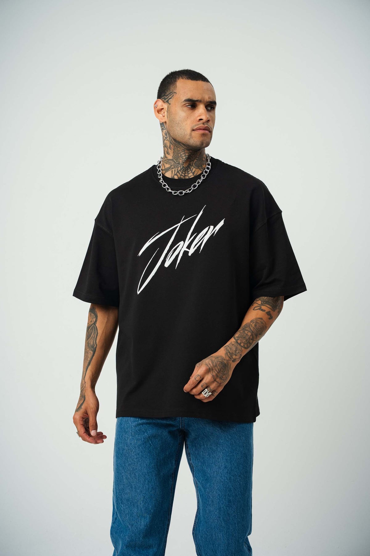 Joker 3 Baskılı Siyah Oversize T-Shirt