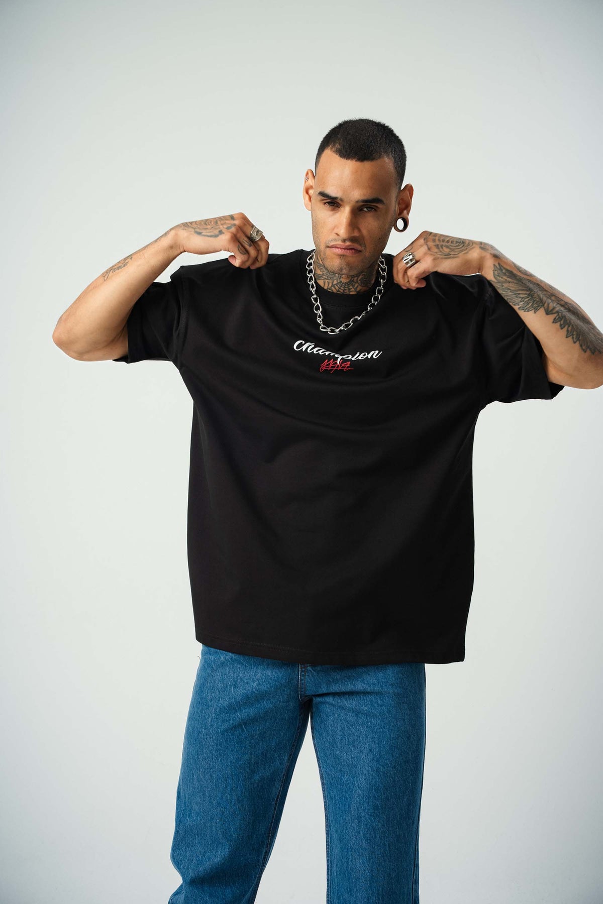 Khabib Nurmagomedov Baskılı Siyah Oversize T-Shirt