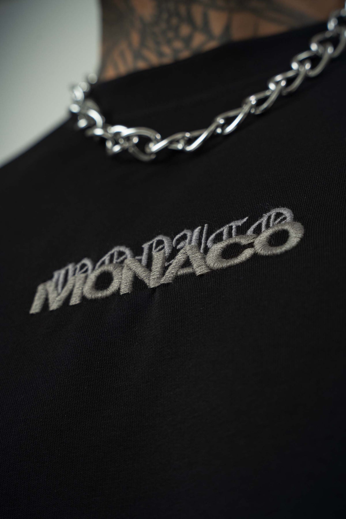 Monaco Baskılı Siyah Oversize T-Shirt