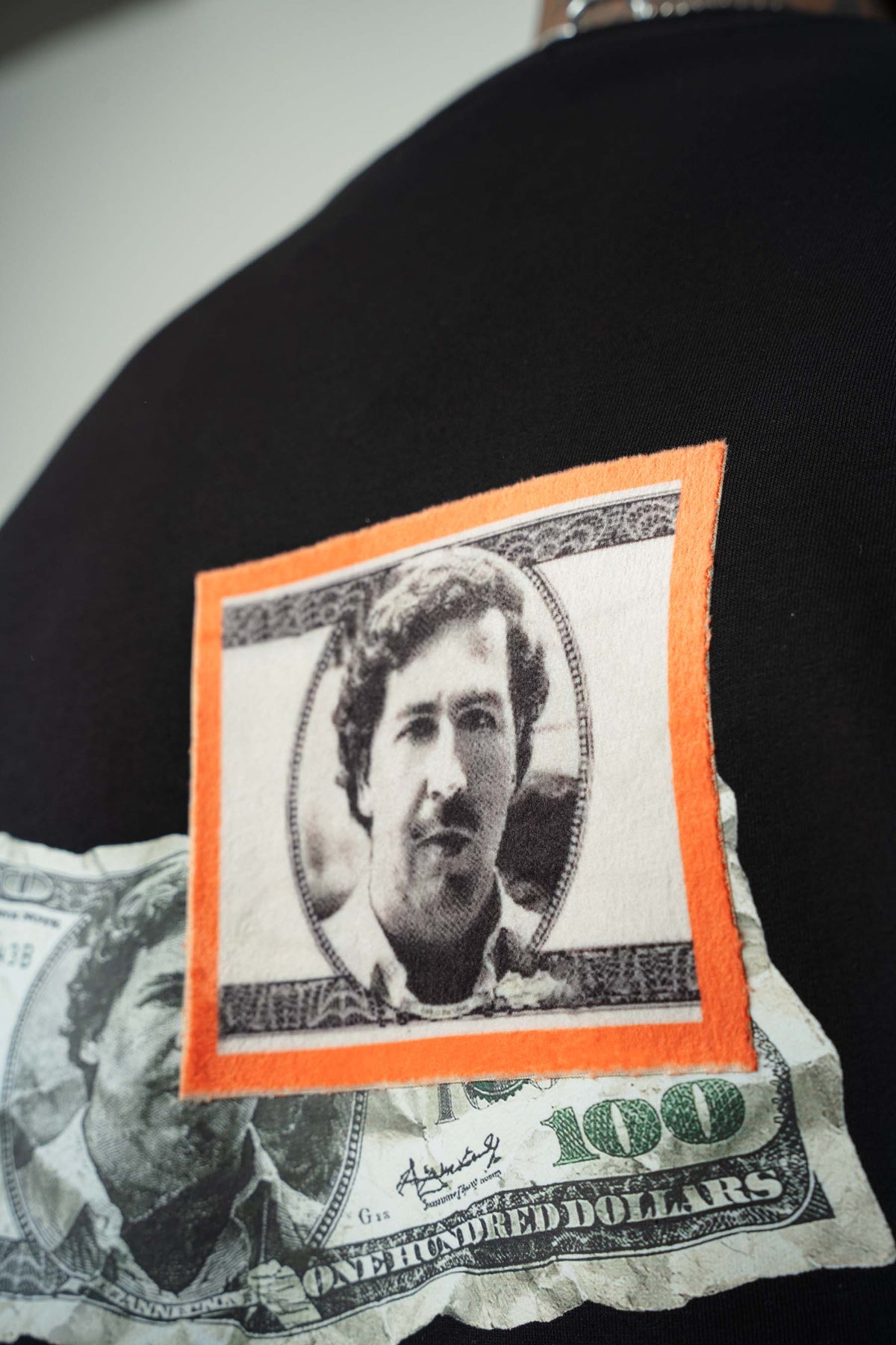 Need Money Pablo Escobar For Life Baskılı Siyah Oversize T-Shirt