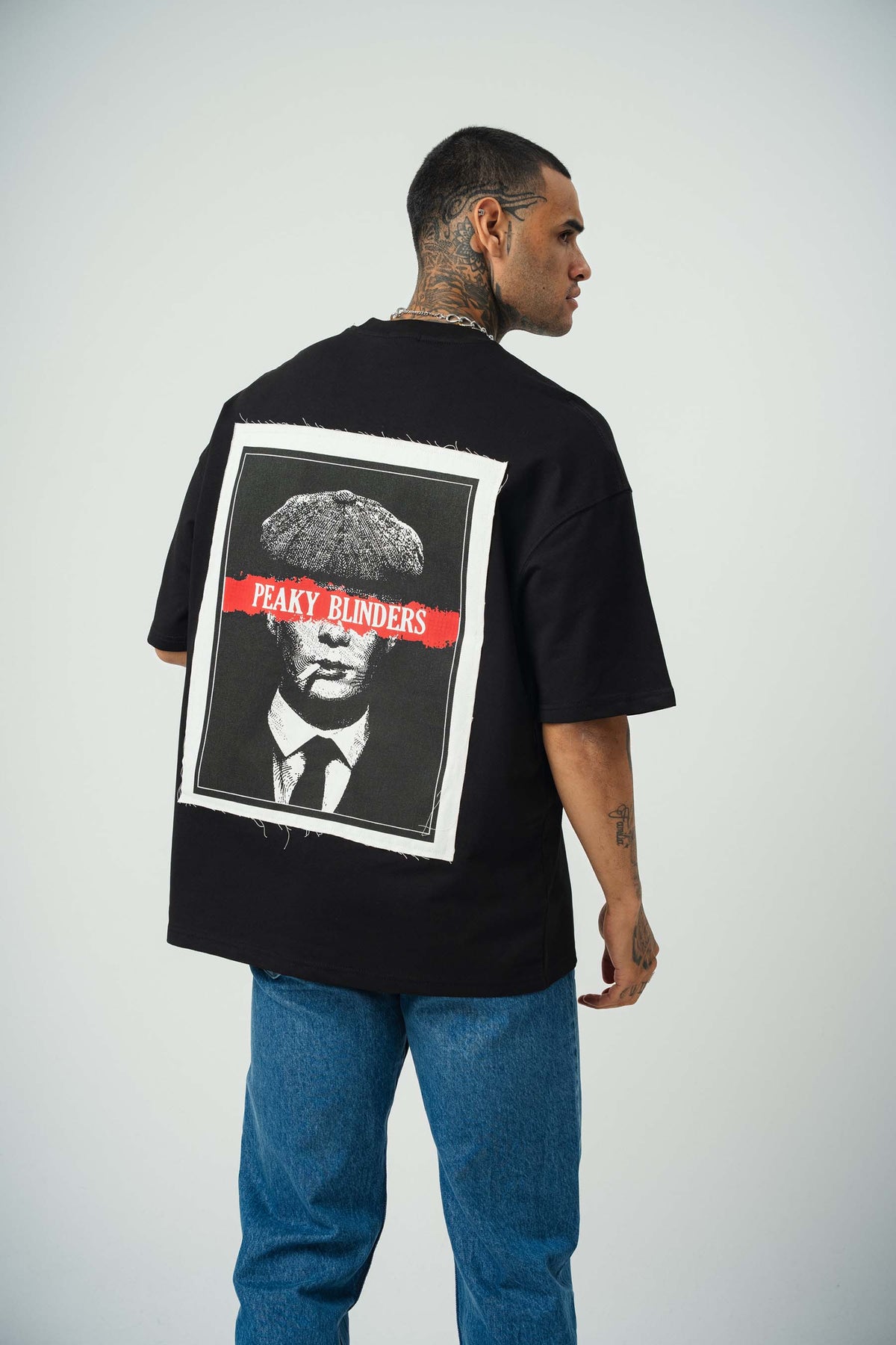 Peaky Blinders Baskılı Siyah Oversize T-Shirt