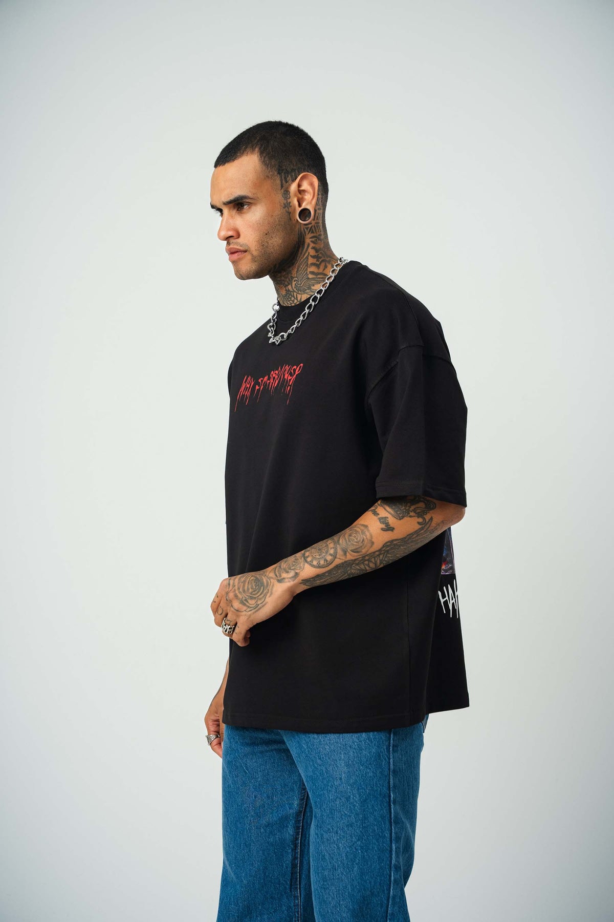 Why So Serius Baskılı Siyah Oversize T-Shirt