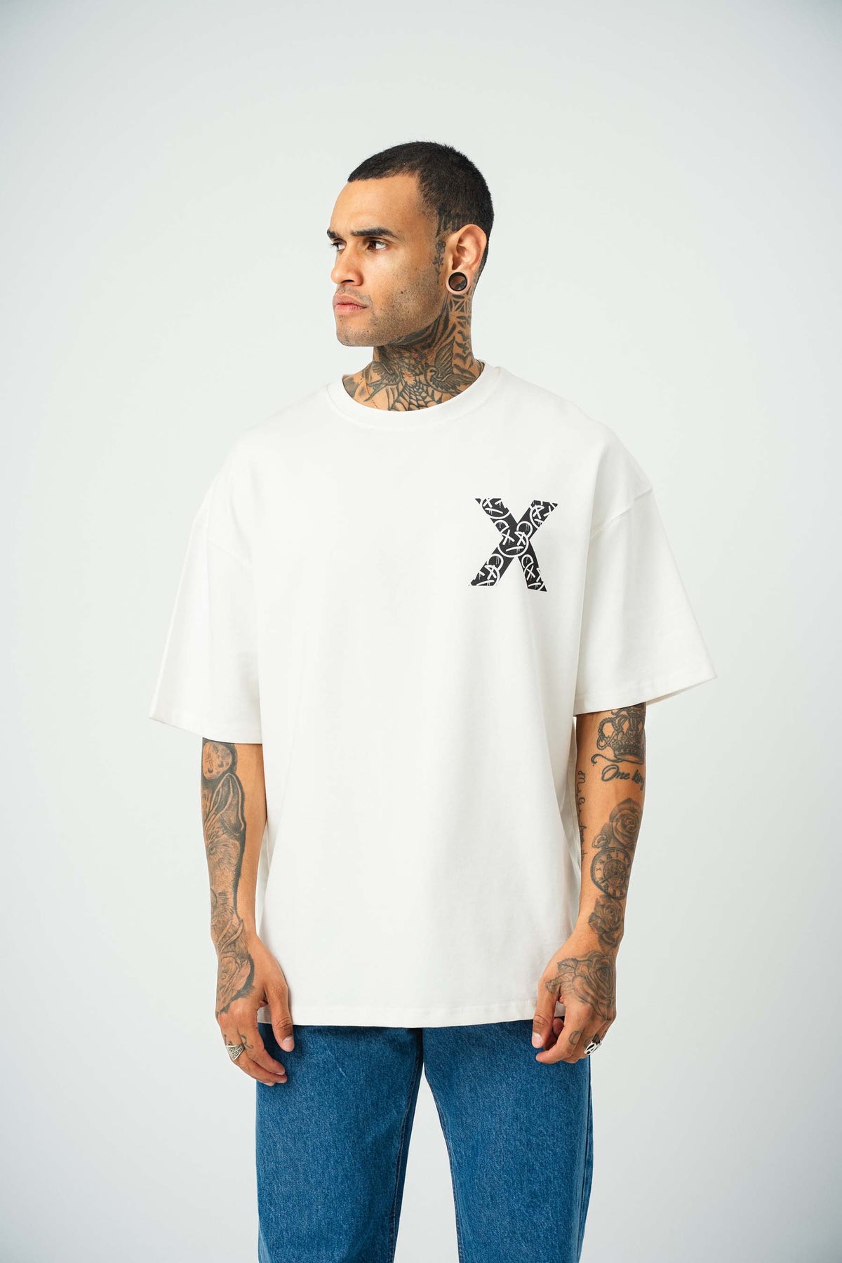 X Very Cool Boys Baskılı Beyaz Oversize T-Shirt