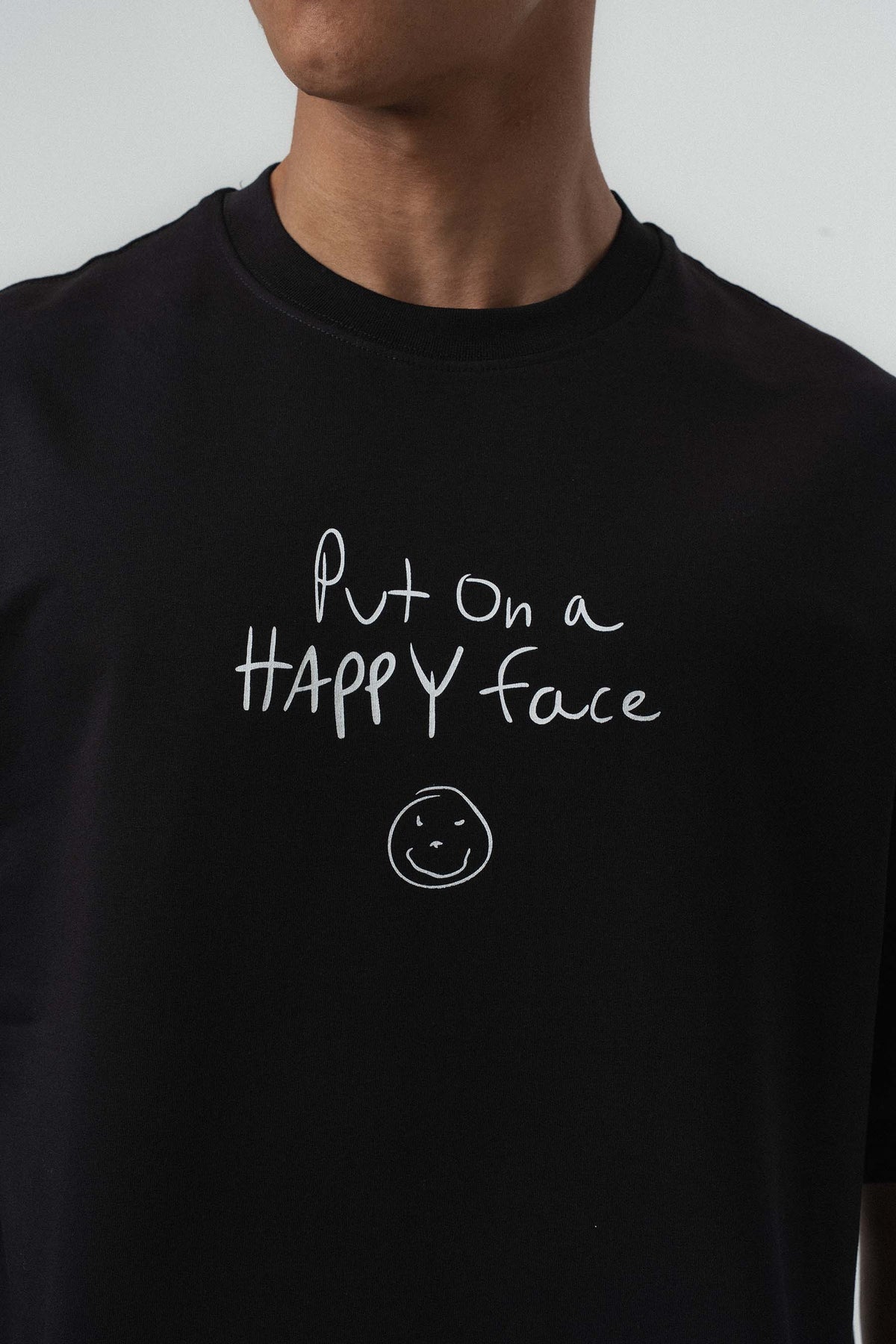 Joker Put On Happy Face Baskılı Siyah Oversize Baskılı T-Shirt