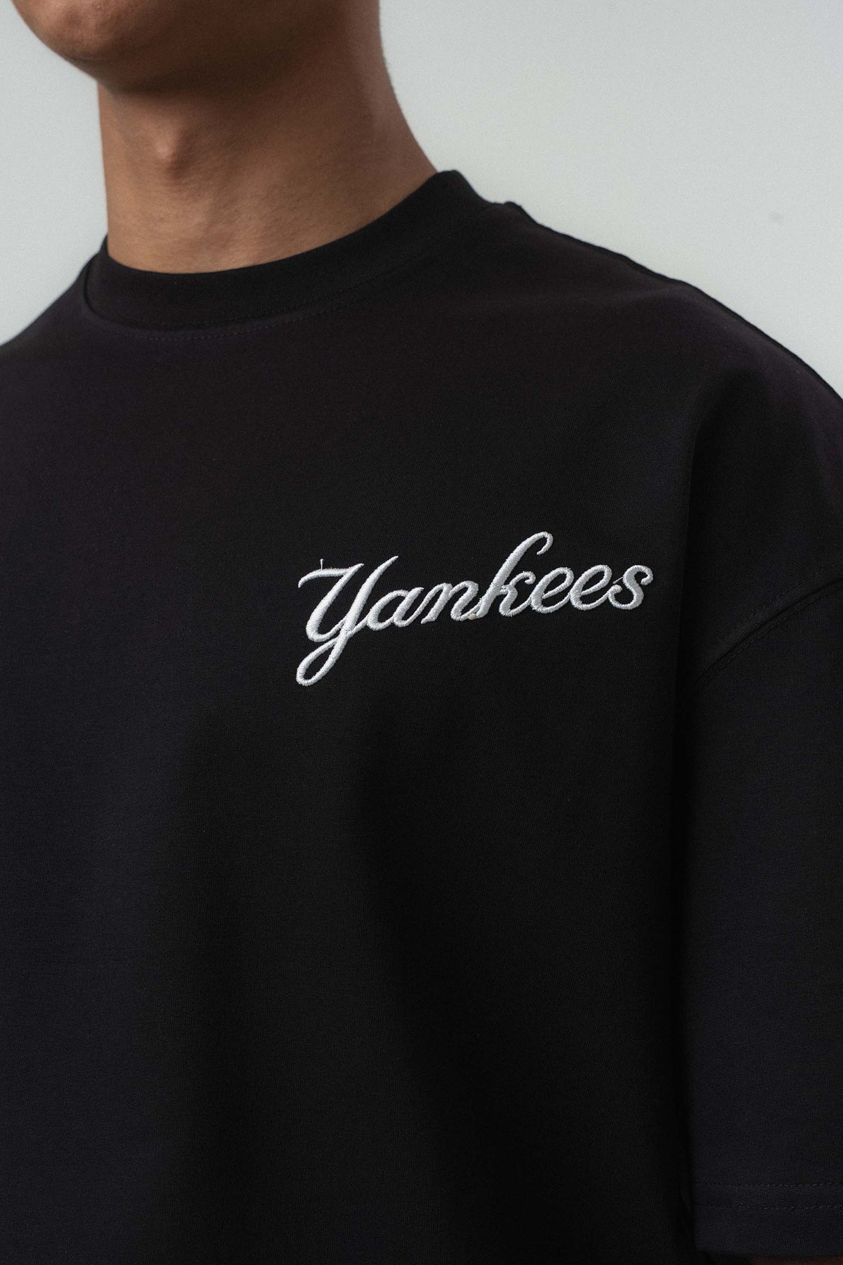 Yankees Kabartmalı Oversize Baskılı T-Shirt Siyah