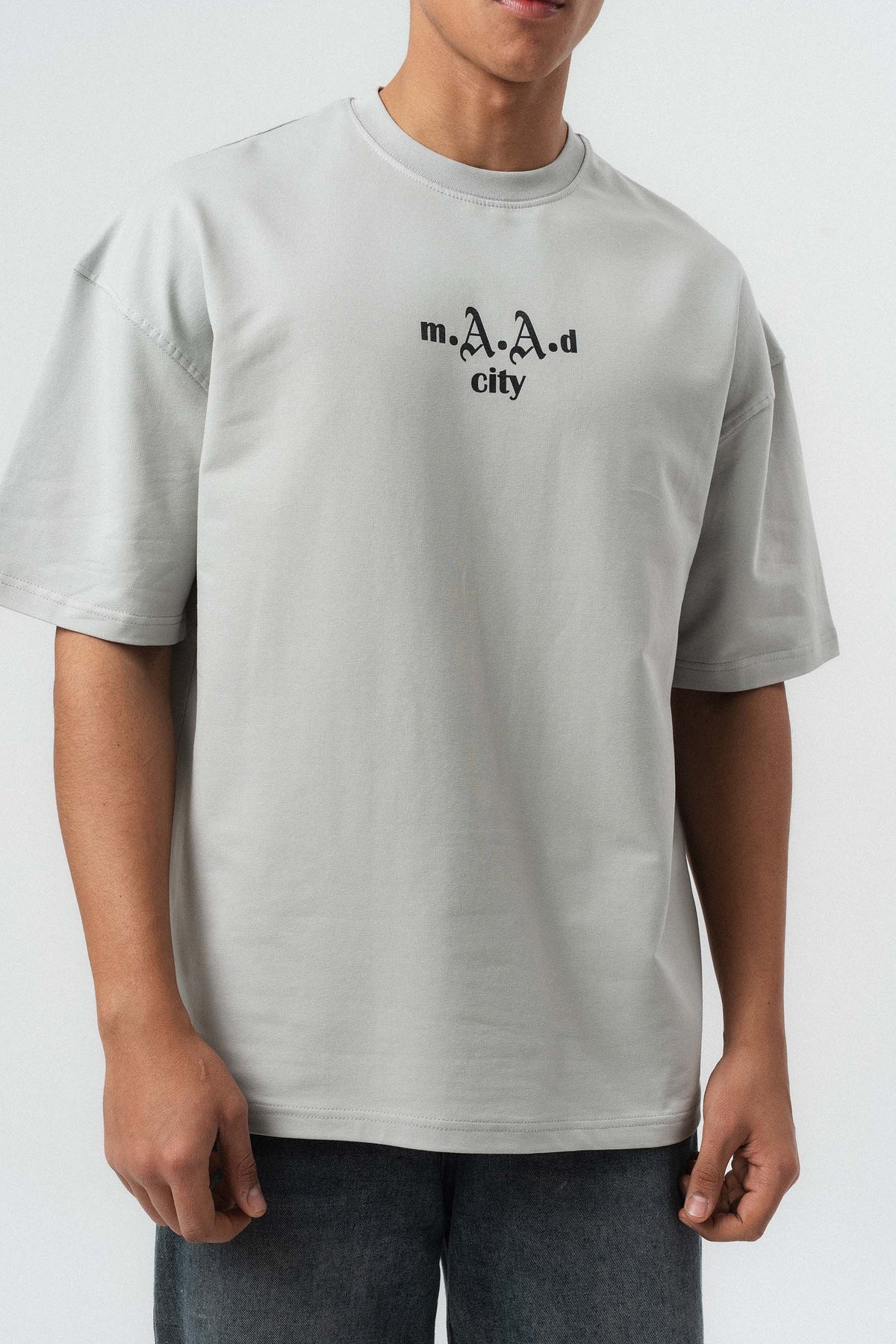 Kendrick Lamar Baskılı Gri Oversize Baskılı T-Shirt