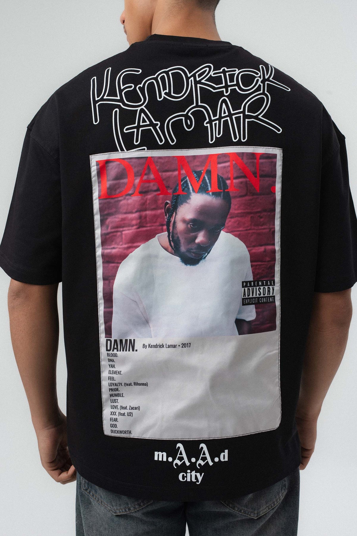 Kendrick Lamar Baskılı Siyah Oversize Baskılı T-Shirt