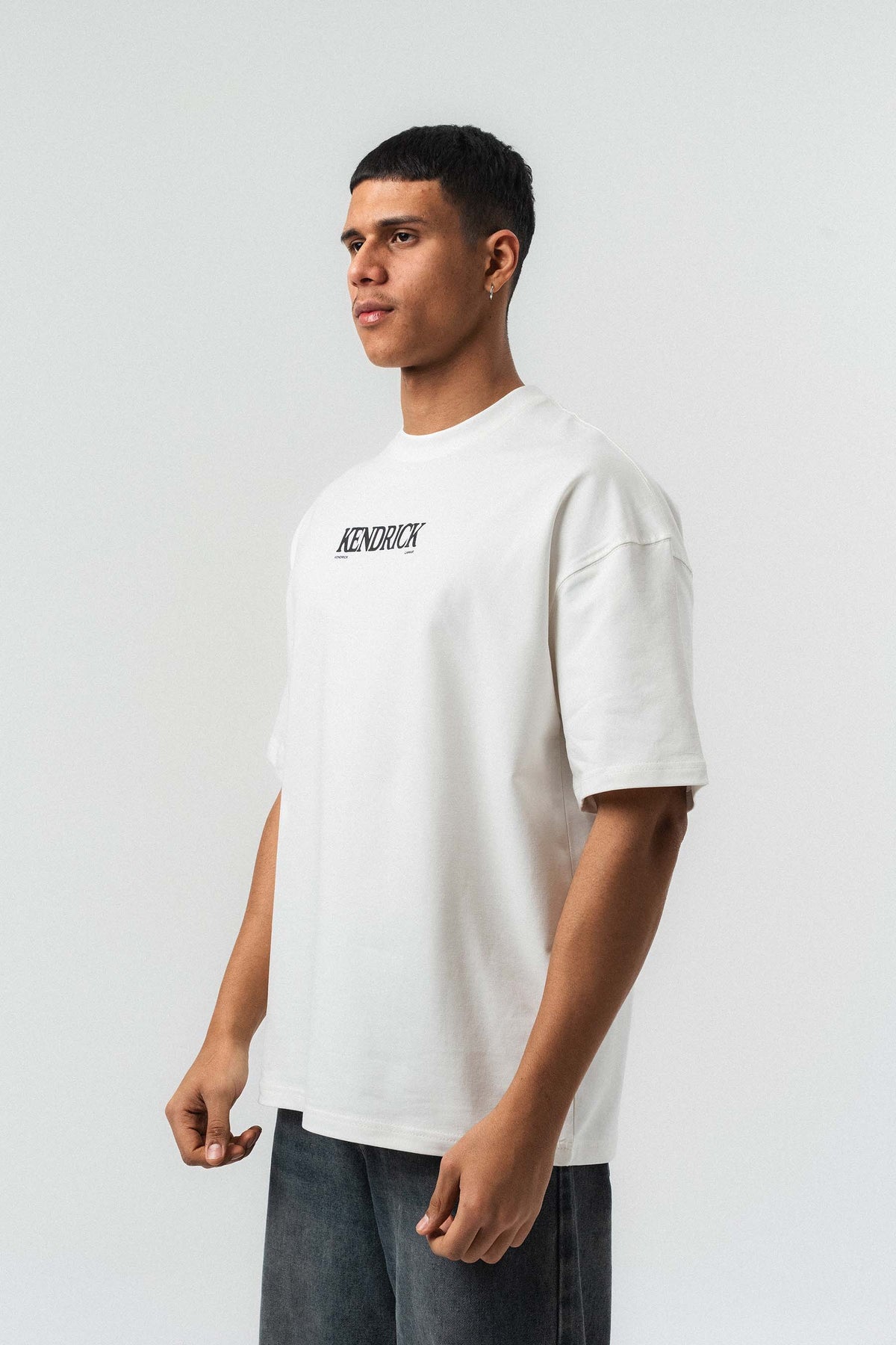 Kendrick Lamar Baskılı Beyaz Oversize Baskılı T-Shirt