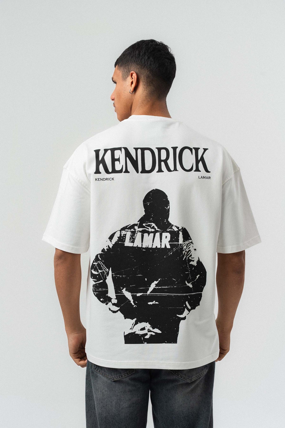 Kendrick Lamar Baskılı Beyaz Oversize Baskılı T-Shirt