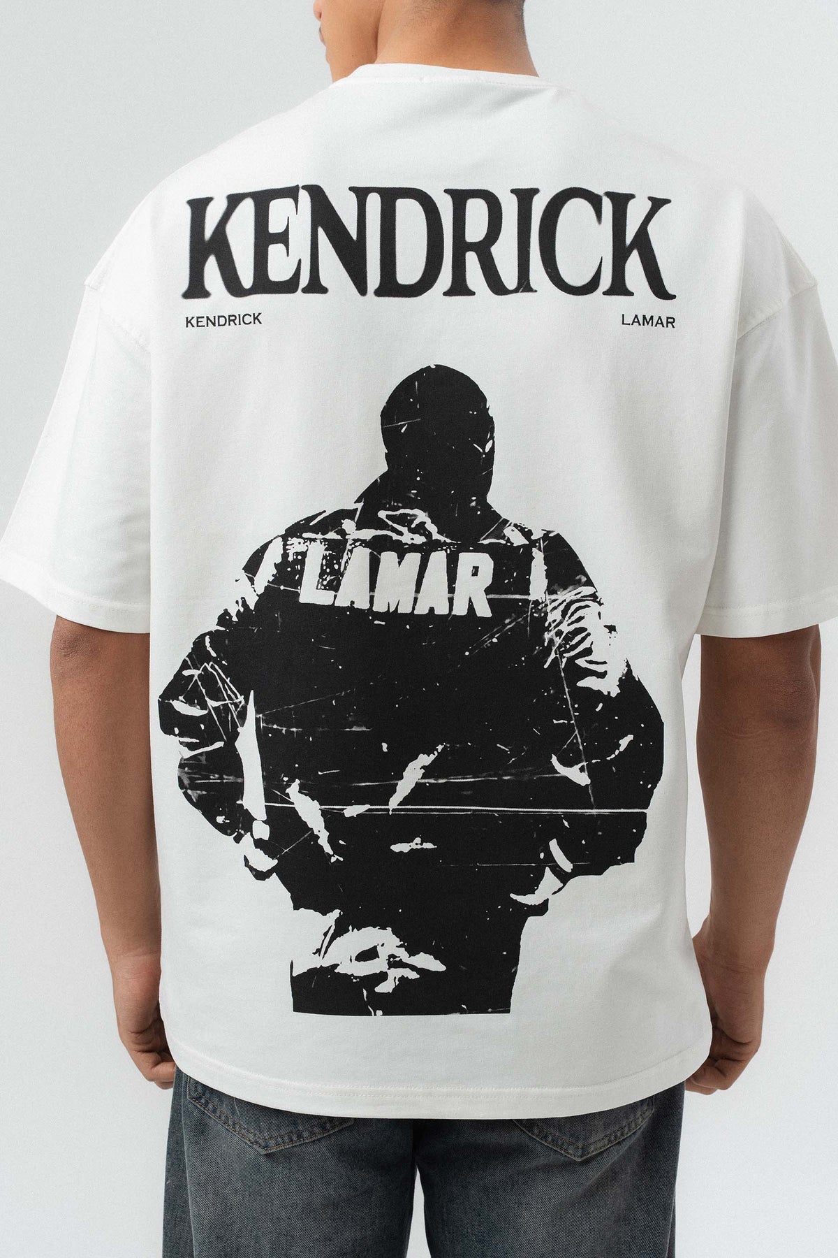 Kendrick Lamar Baskılı Beyaz Oversize Baskılı T-Shirt