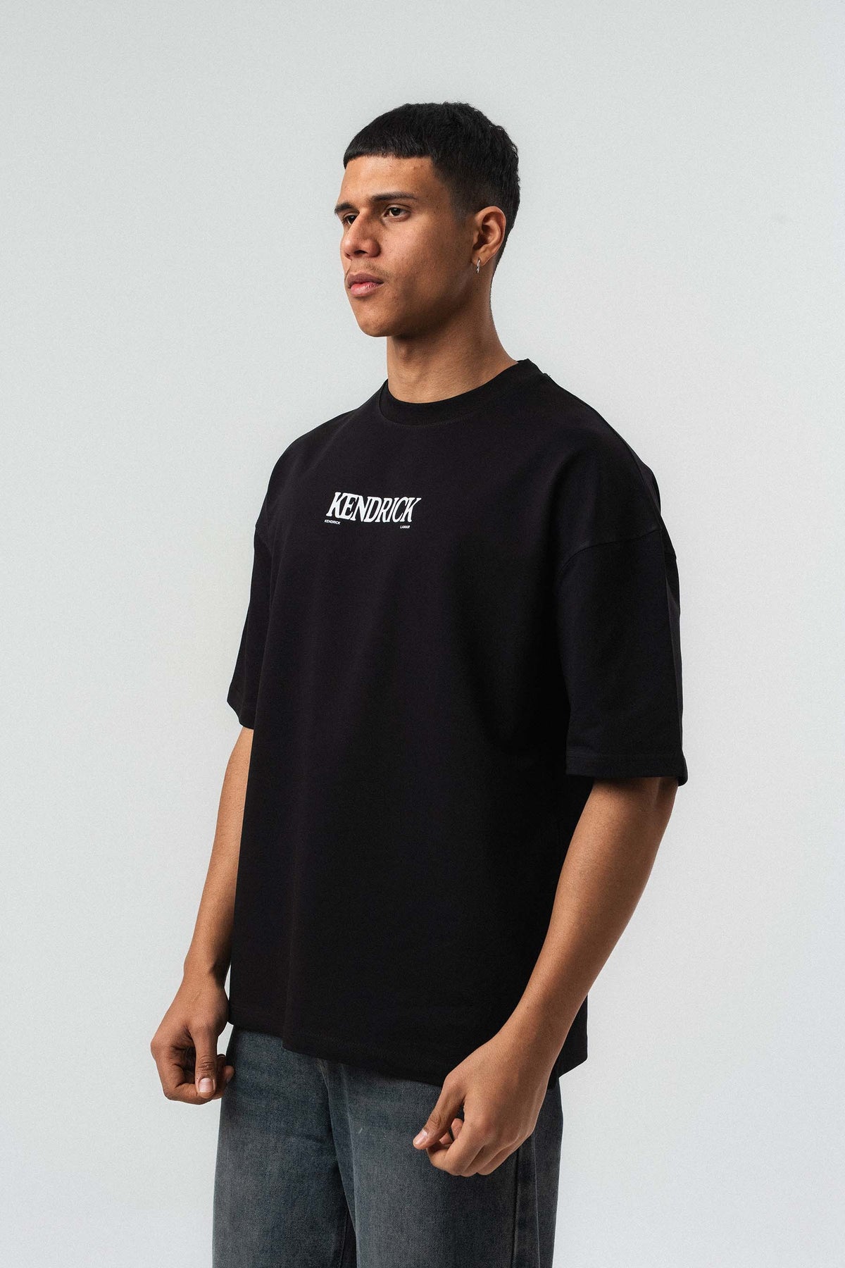 Kendrick Lamar Baskılı Siyah Oversize Baskılı T-Shirt