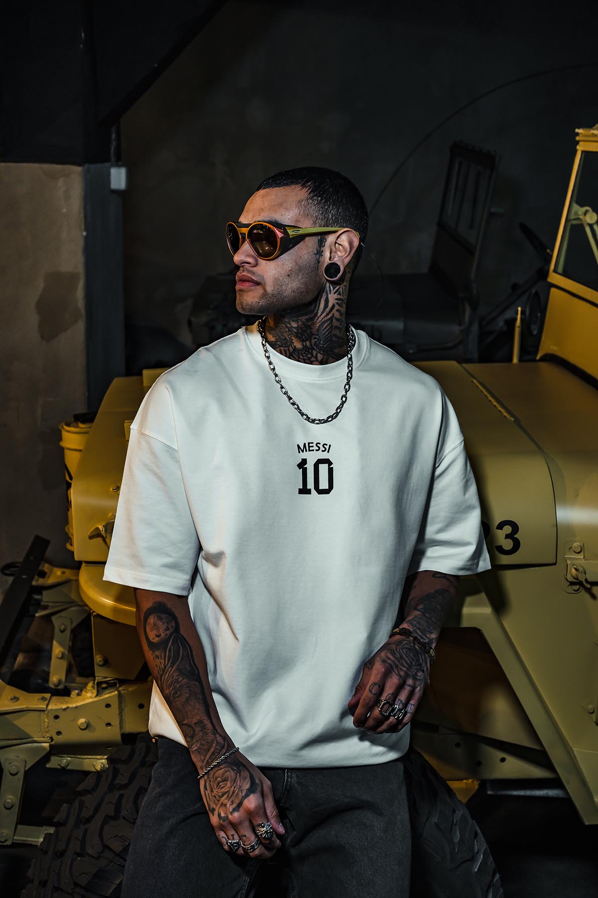 Messi Number 10 Printed Oversize White T-Shirt