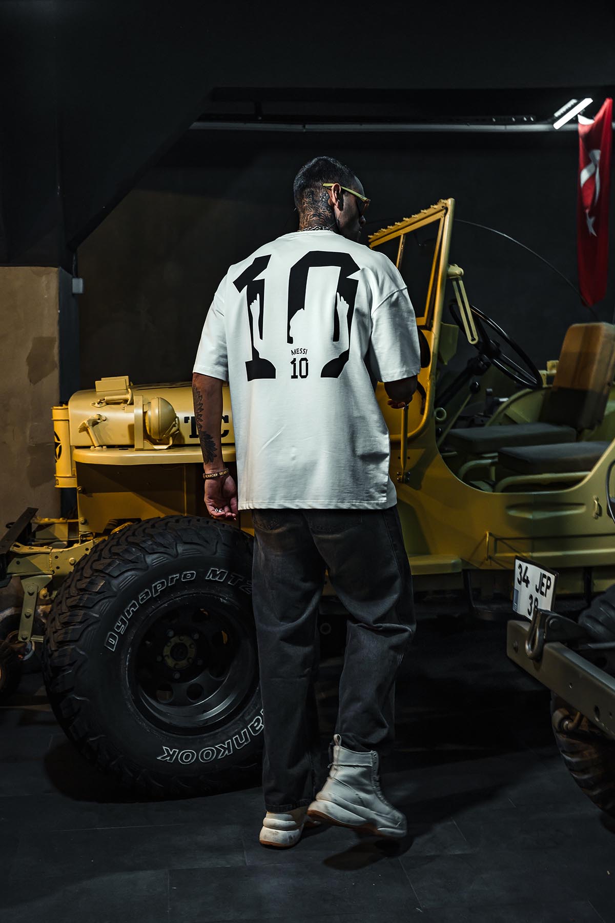 Messi Number 10 Printed Oversize White T-Shirt