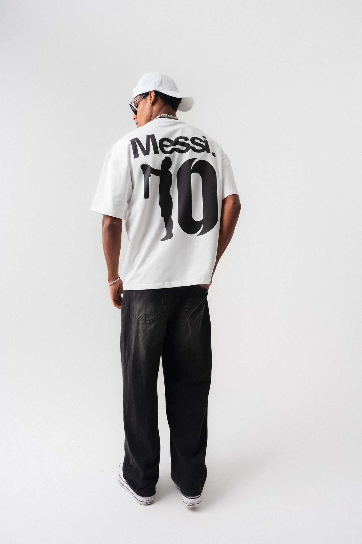 Messi 10 Beyaz Oversize Baskılı T-Shirt