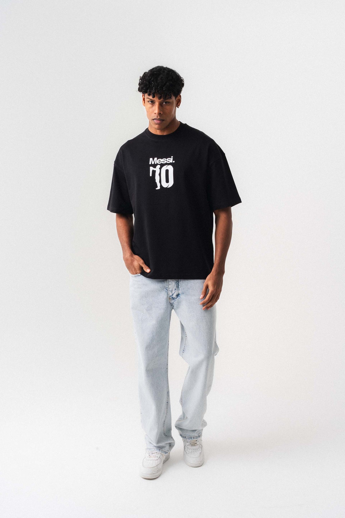 Messi 10 Siyah Oversize Baskılı T-Shirt